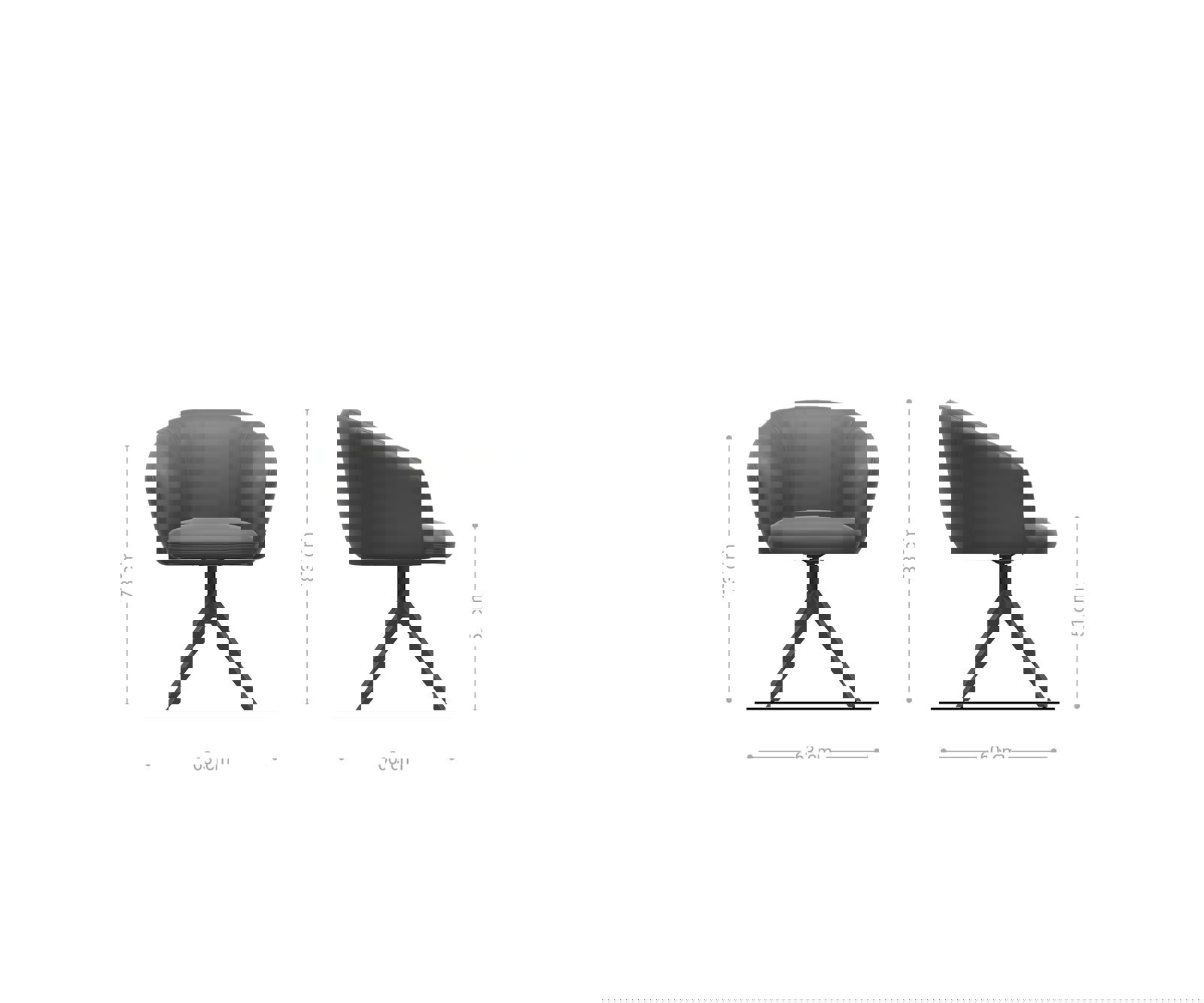 Étkezőszék Caja-Flex karfás bouclé fehér kereszt láb széles titán effekt felület 360° forgatható zsákrugós - Image 6