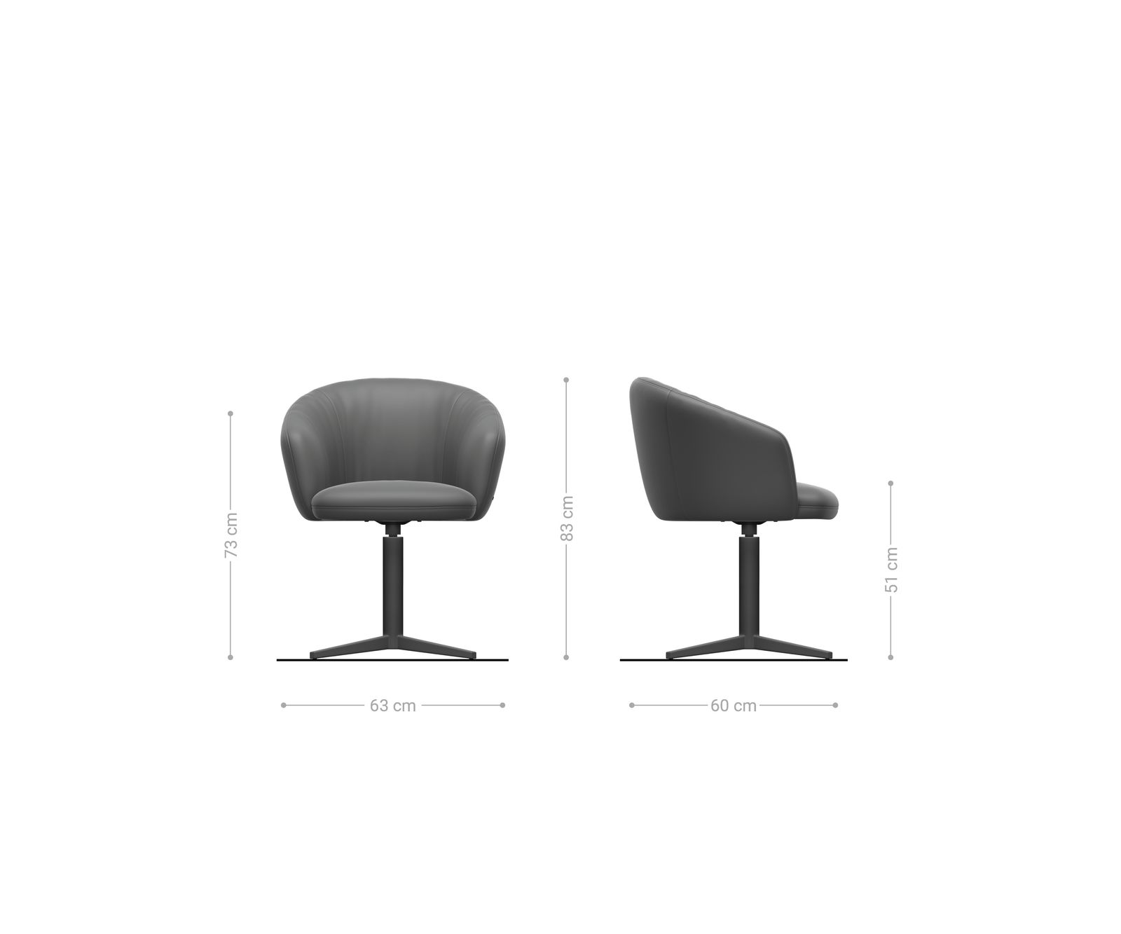 Étkezőszék Caja-Flex karfás mikroszálas antracit vintage fekete láb 360° forgatható zsákrugós - Image 6