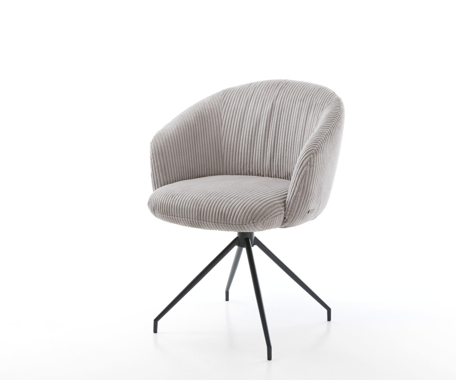 Étkezőszék Caja-Flex karfás kordbársony ezüstszürke kúpos kereszt láb fekete 180° forgatható zsákrugós