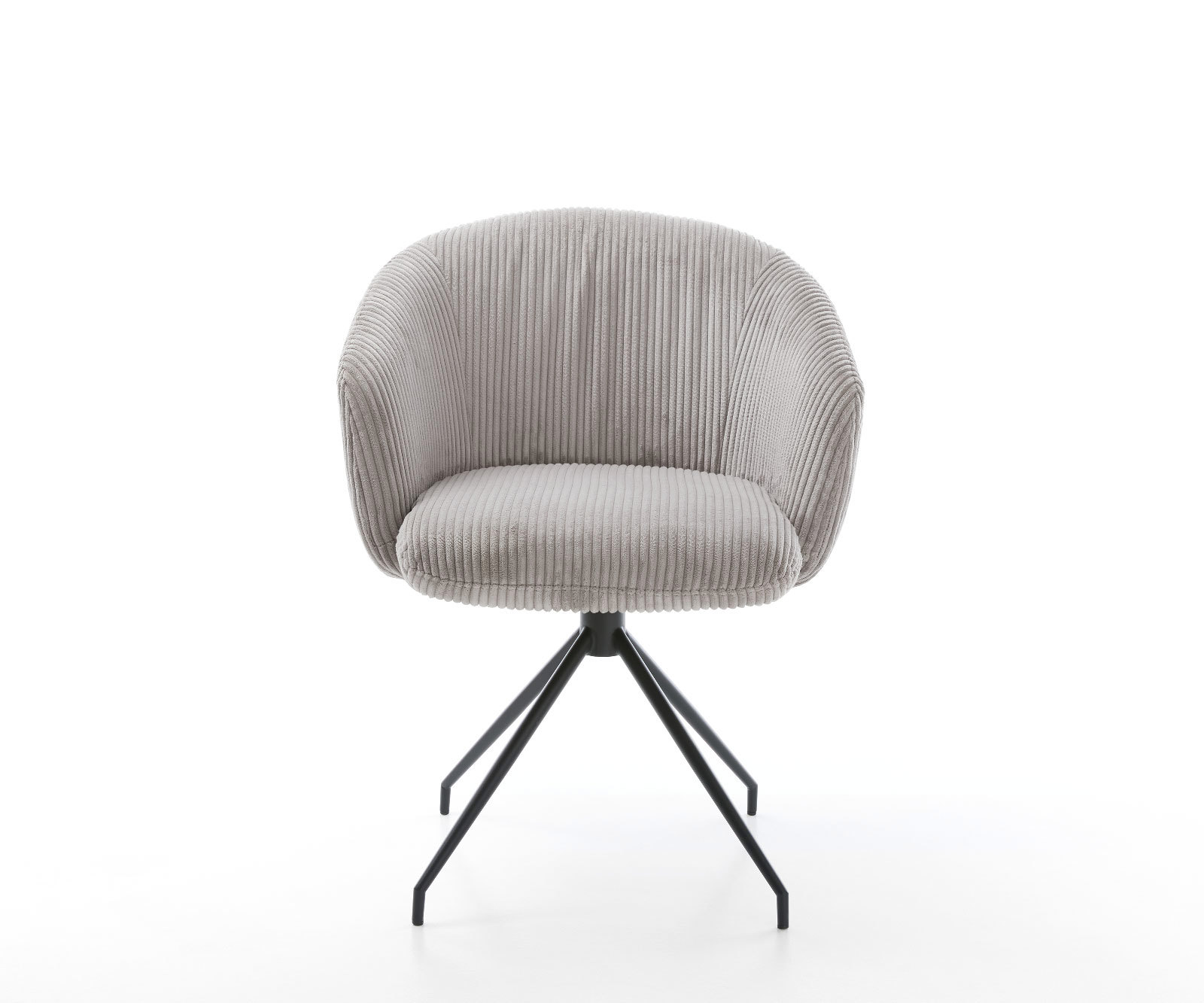 Étkezőszék Caja-Flex karfás kordbársony ezüstszürke kúpos kereszt láb fekete 180° forgatható zsákrugós - Image 2