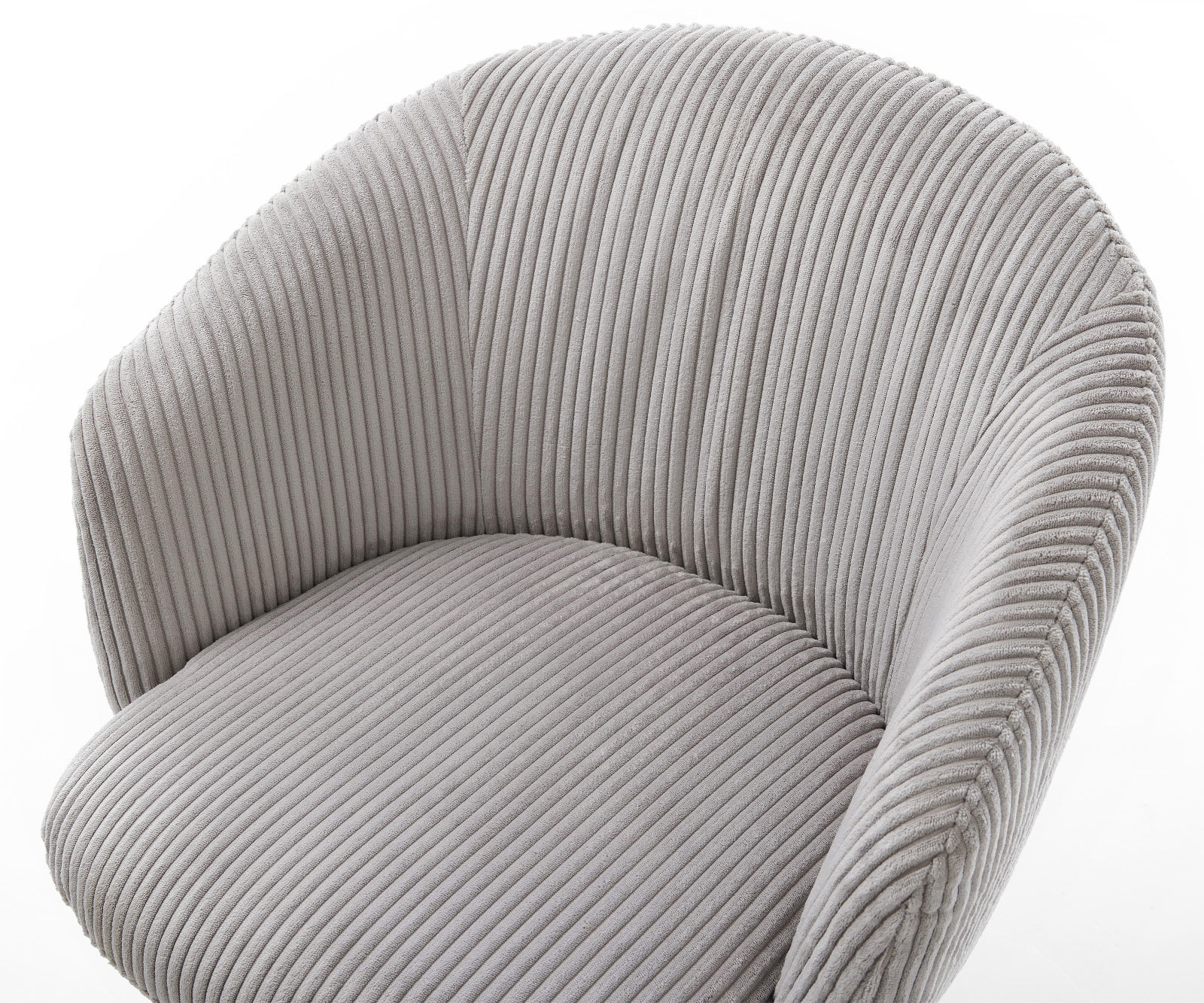 Étkezőszék Caja-Flex karfás kordbársony ezüstszürke kúpos kereszt láb fekete 180° forgatható zsákrugós - Image 4