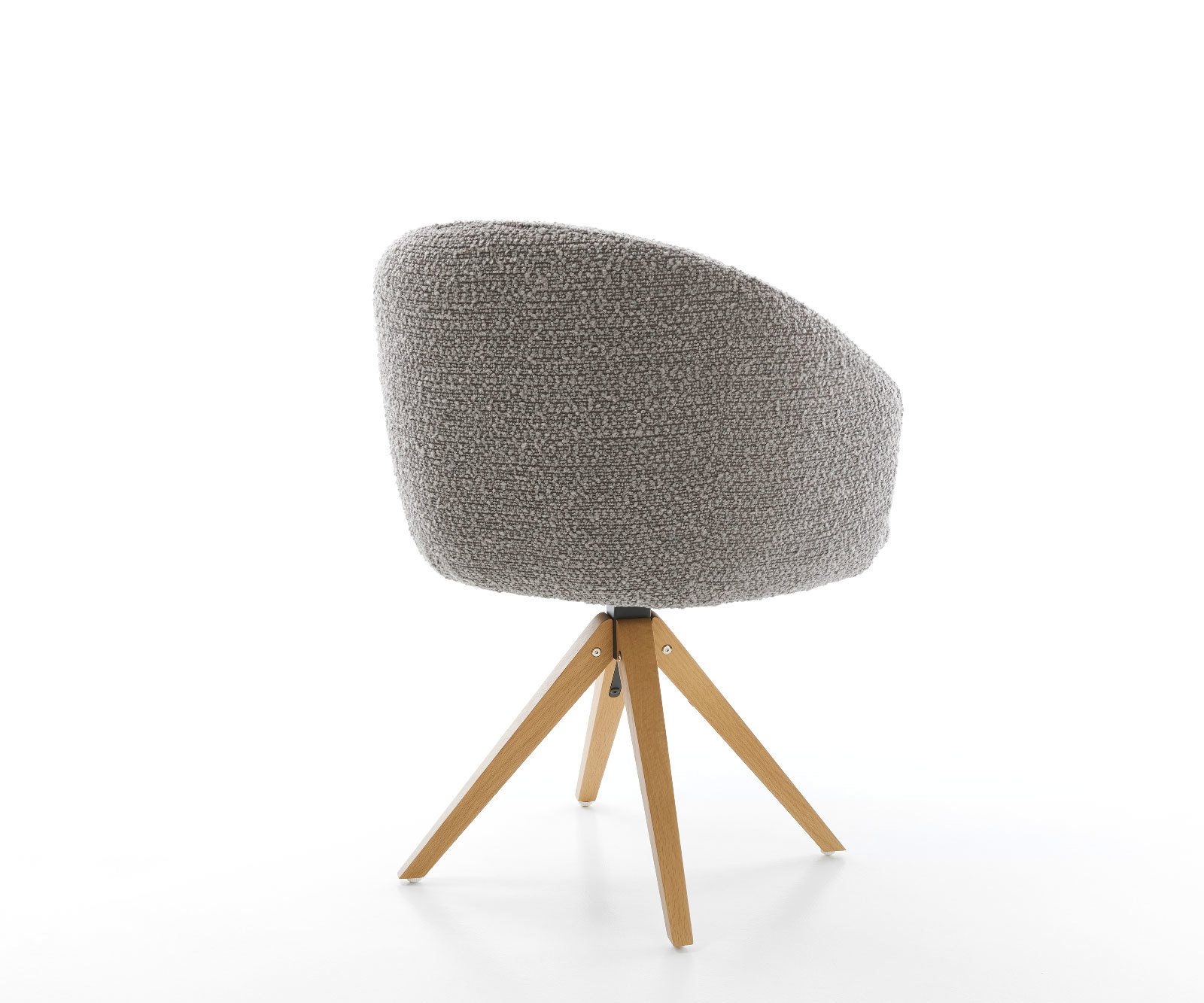 Étkezőszék Caja-Flex karfás bouclé ezüstszürke fa láb szögletes természetes 180° forgatható zsákrugós - Image 5