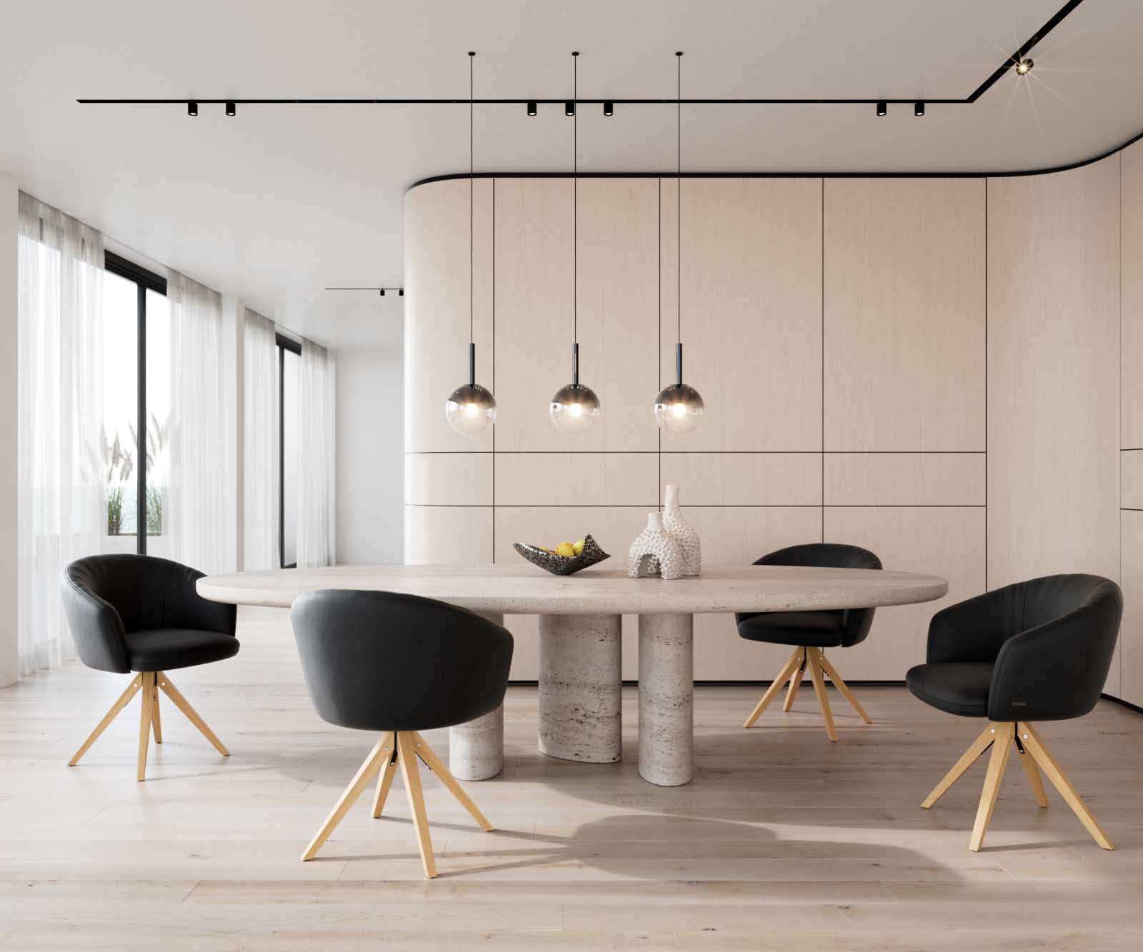 Étkezőszék Caja-Flex karfás valódi bőr fekete fa láb szögletes természetes 180° forgatható zsákrugós - Image 6