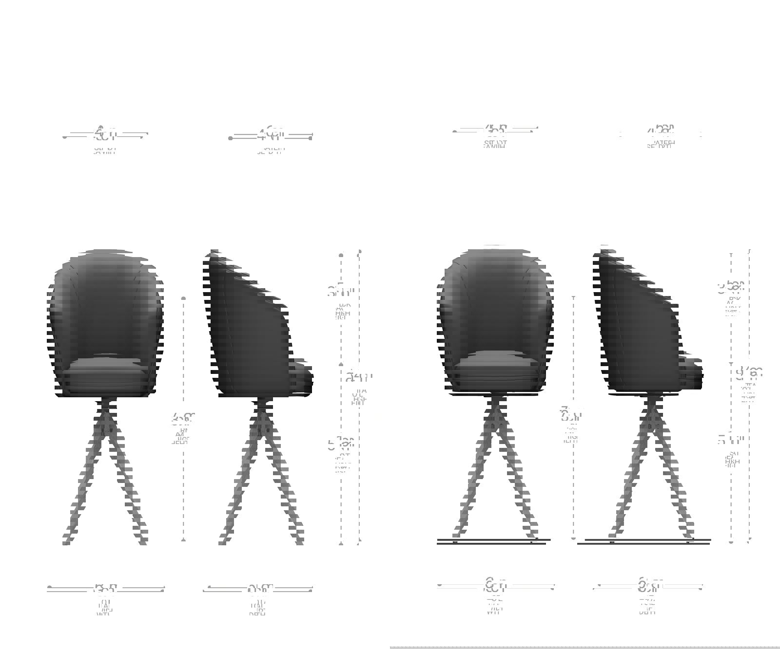 Étkezőszék Caja-Flex karfás valódi bőr fekete fa láb szögletes természetes 180° forgatható zsákrugós - Image 7