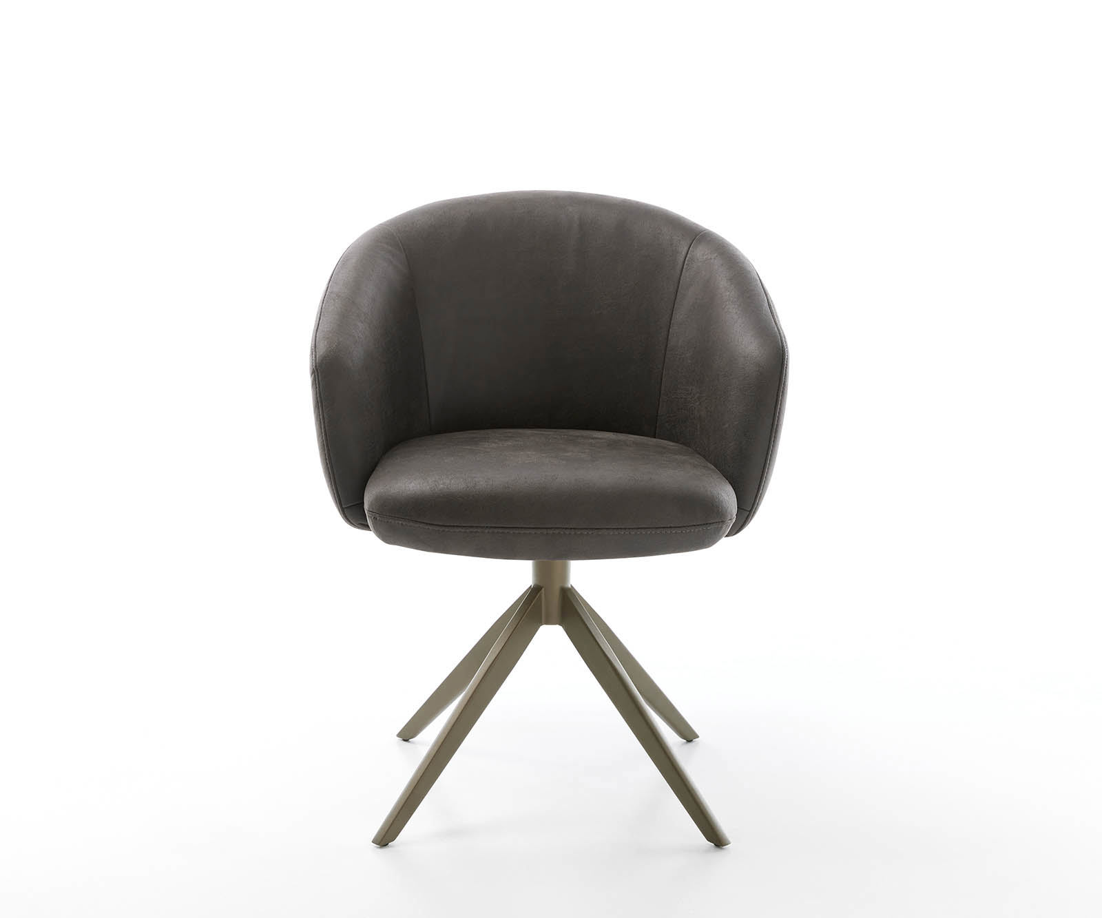 Étkezőszék Caja-Flex karfás mikroszálas antracit vintage kereszt láb széles titán effekt felület 360° forgatható zsákrugós matraccal - Image 2