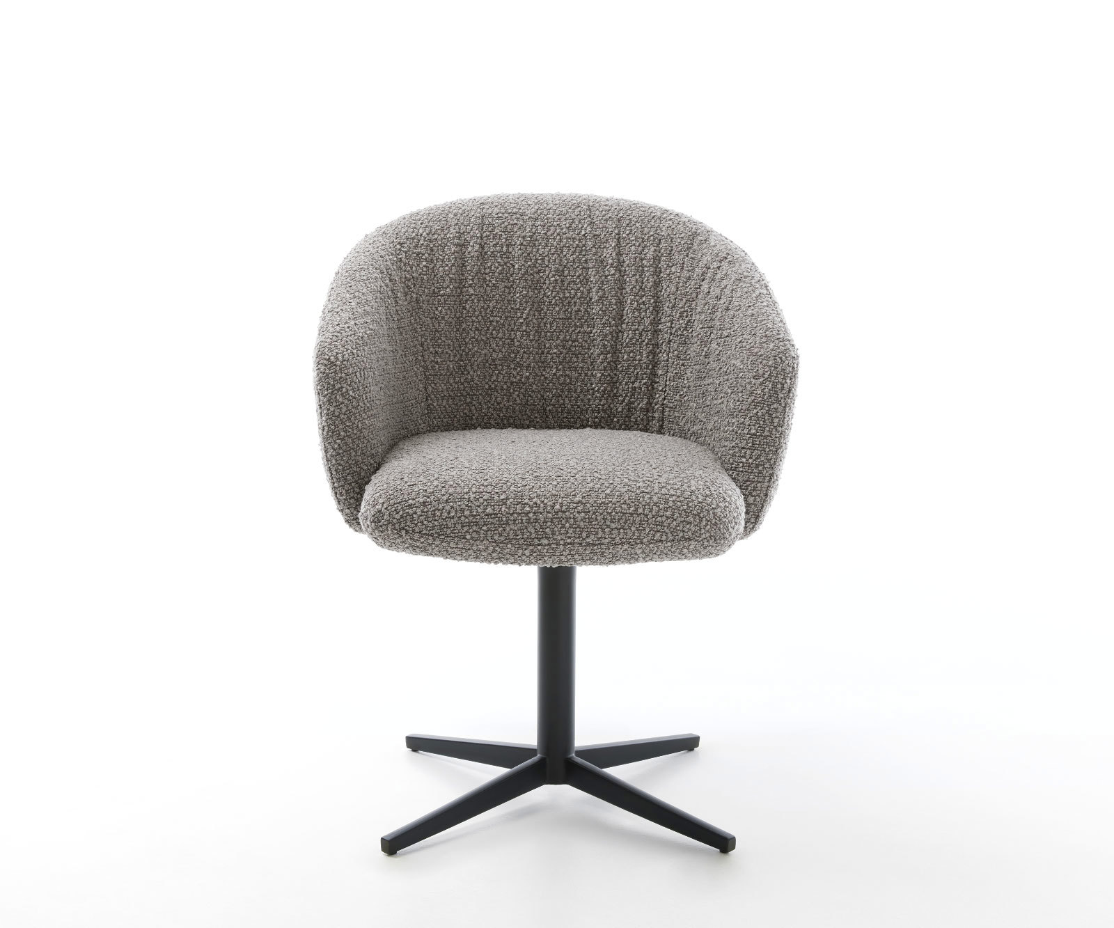 Étkezőszék Caja-Flex karfás bouclé ezüstszürke fekete láb 360° forgatható zsákrugós - Image 2