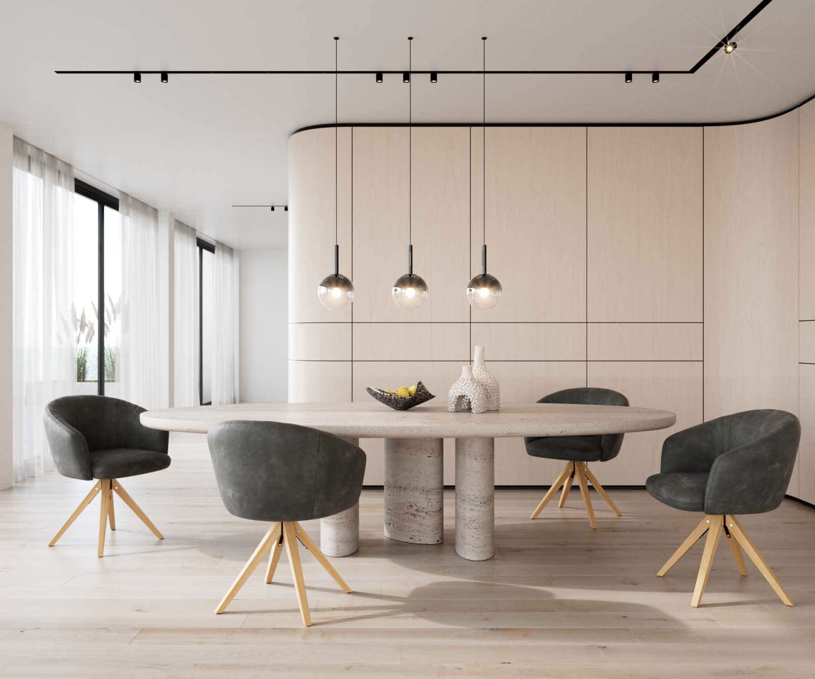 Étkezőszék Caja-Flex karfás mikroszálas antracit vintage fa láb szögletes természetes 180° forgatható zsákrugós - Image 6