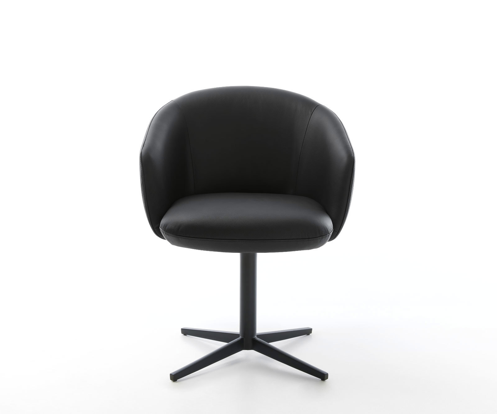 Étkezőszék Caja-Flex karfás valódi bőr fekete fekete láb 360° forgatható zsákrugós - Image 2