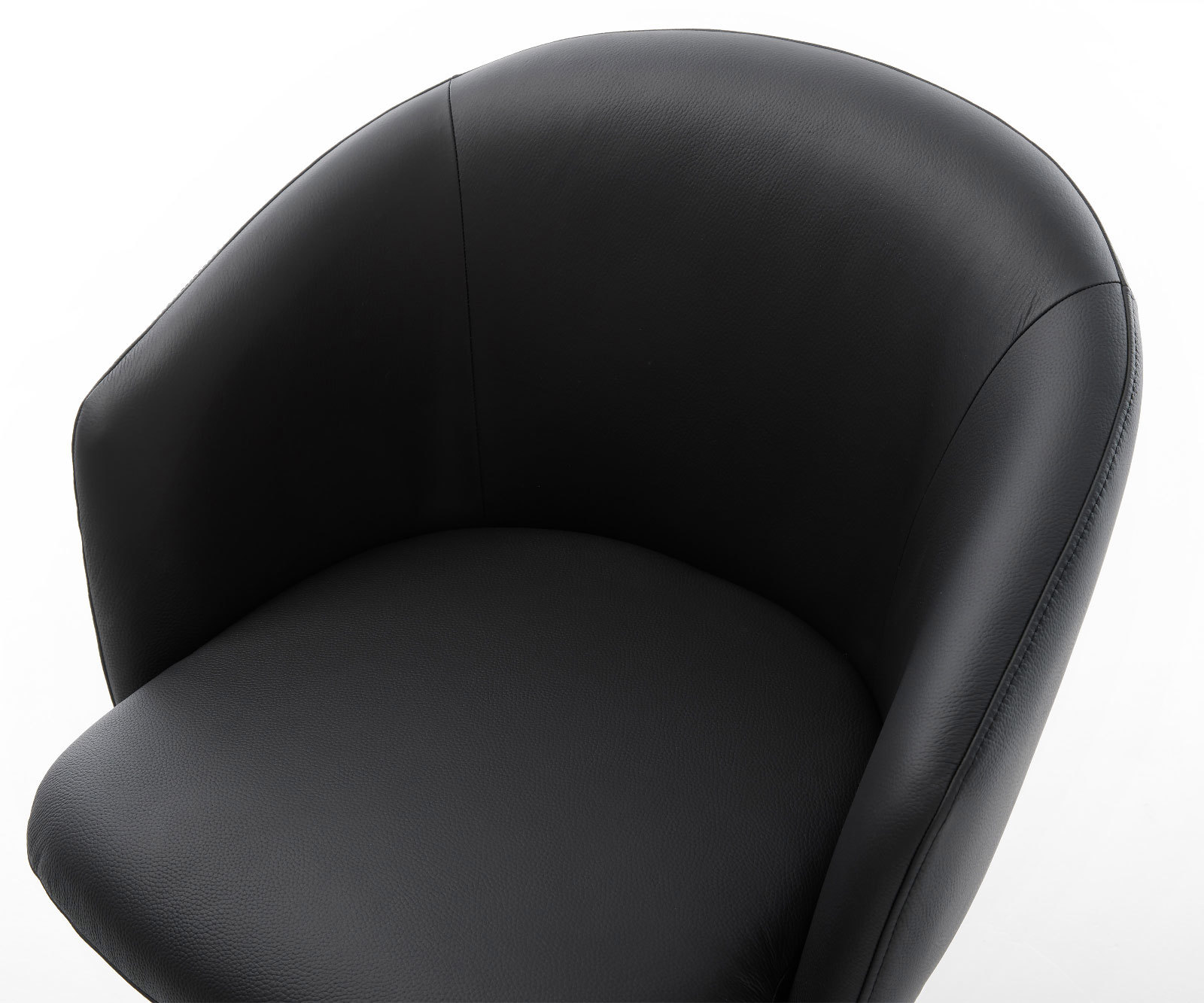 Étkezőszék Caja-Flex karfás valódi bőr fekete fekete láb 360° forgatható zsákrugós - Image 4