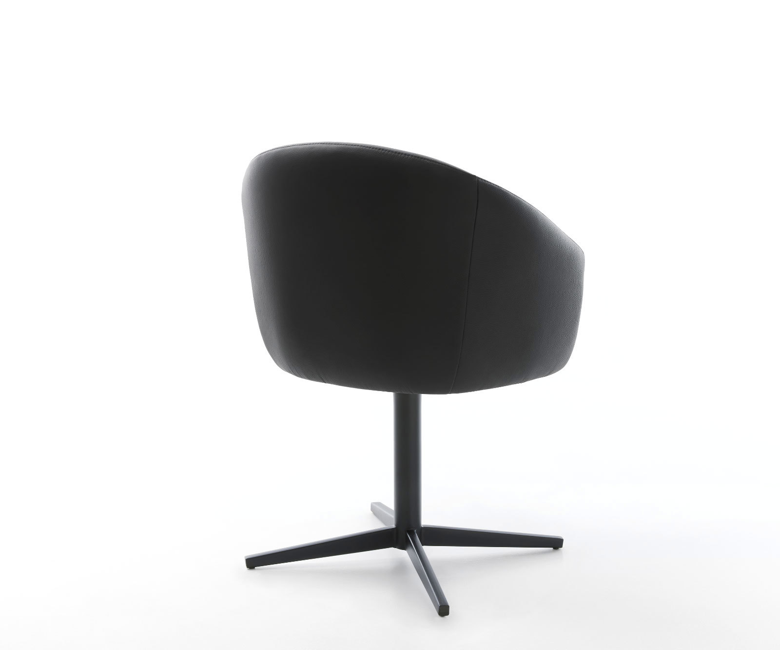 Étkezőszék Caja-Flex karfás valódi bőr fekete fekete láb 360° forgatható zsákrugós - Image 5