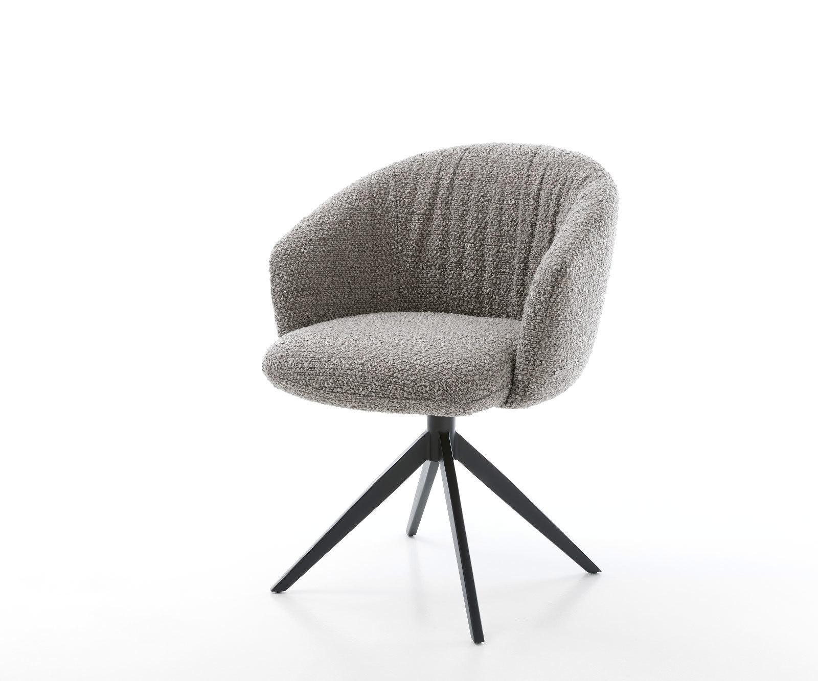 Étkezőszék Caja-Flex karfás bouclé ezüstszürke kereszt láb széles fekete 360° forgatható zsákrugós