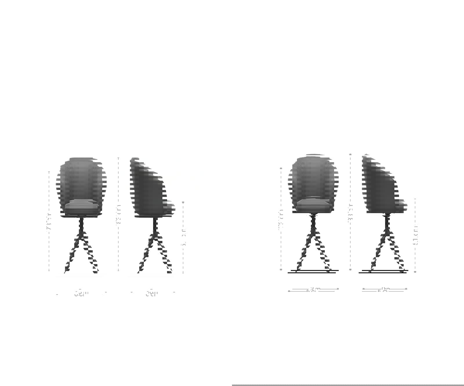 Étkezőszék Caja-Flex karfás bouclé ezüstszürke kereszt láb széles fekete 360° forgatható zsákrugós - Image 6