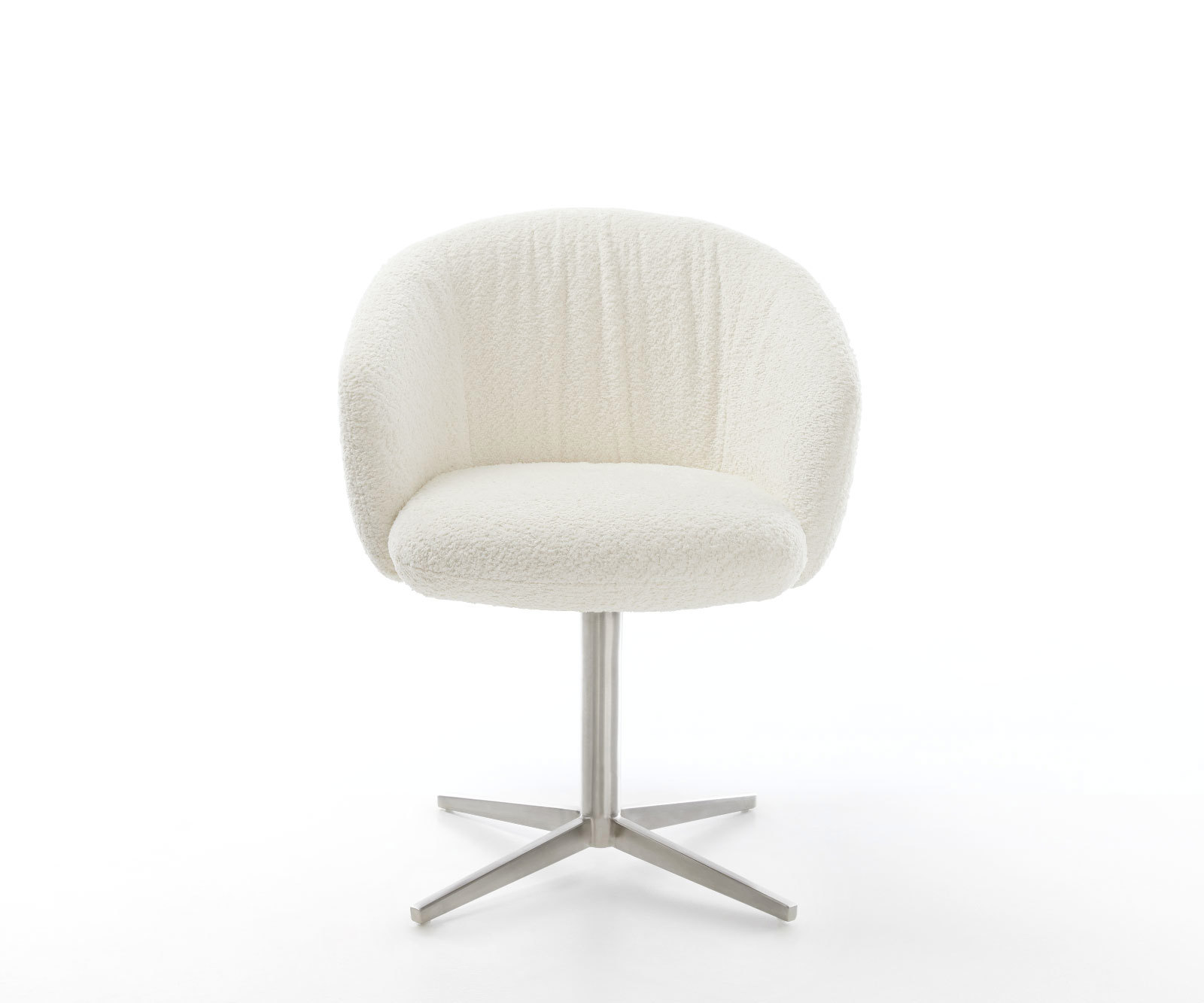 Étkezőszék Caja-Flex karfás bouclé fehér rozsdamentes acél láb 360° forgatható zsákrugós - Image 2