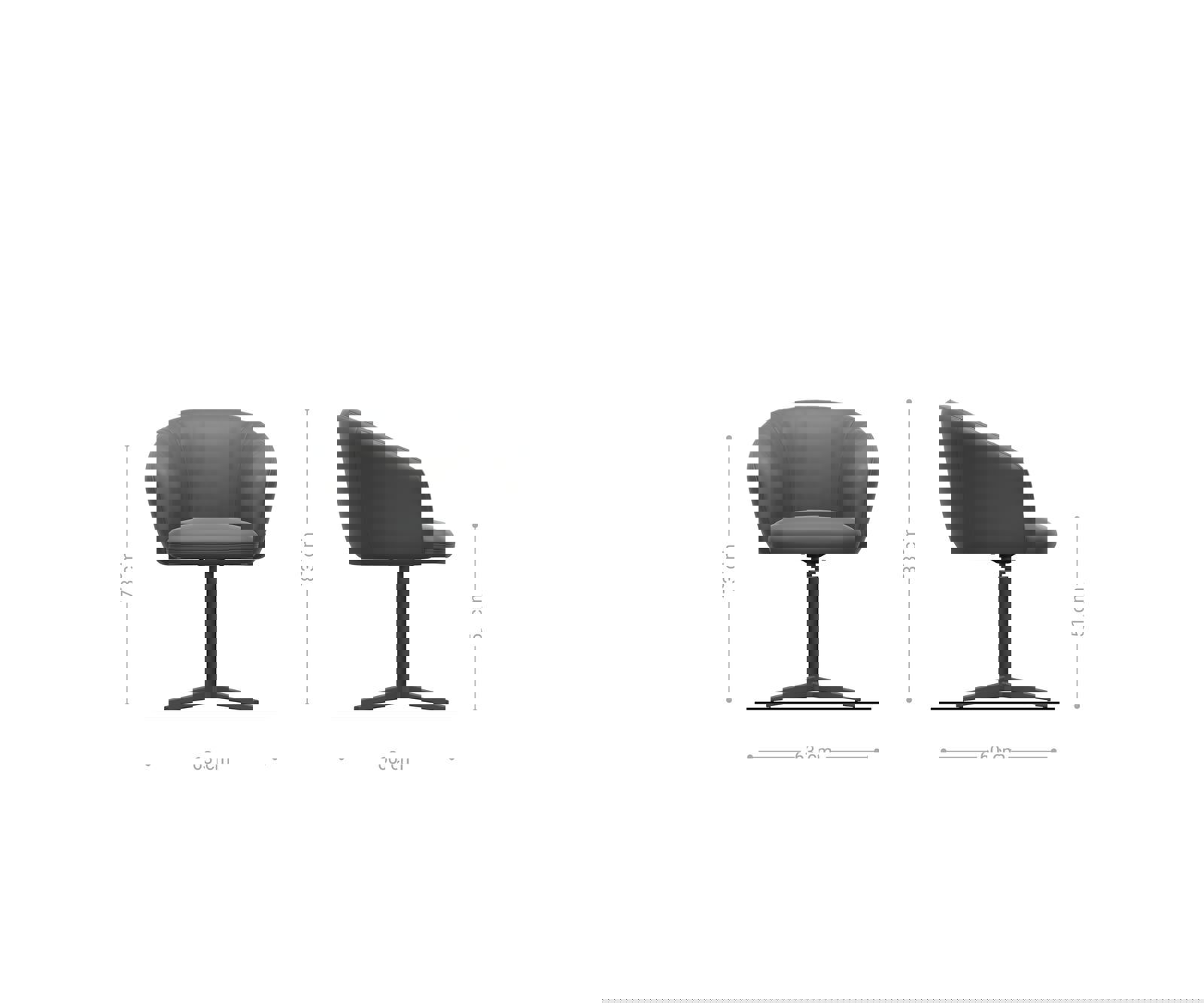 Étkezőszék Caja-Flex karfás bouclé fehér rozsdamentes acél láb 360° forgatható zsákrugós - Image 6