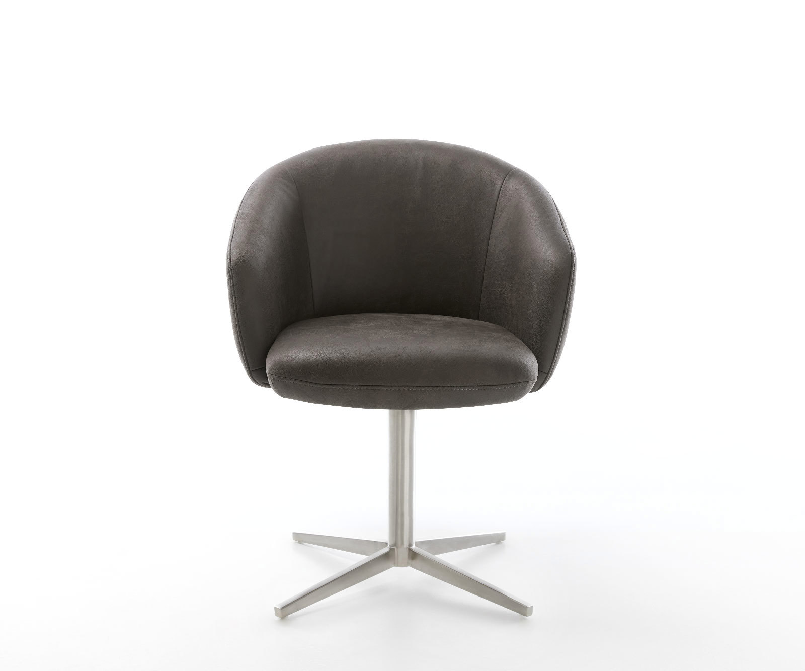 Étkezőszék Caja-Flex karfás mikroszálas antracit vintage rozsdamentes acél láb 360° forgatható zsákrugós - Image 2