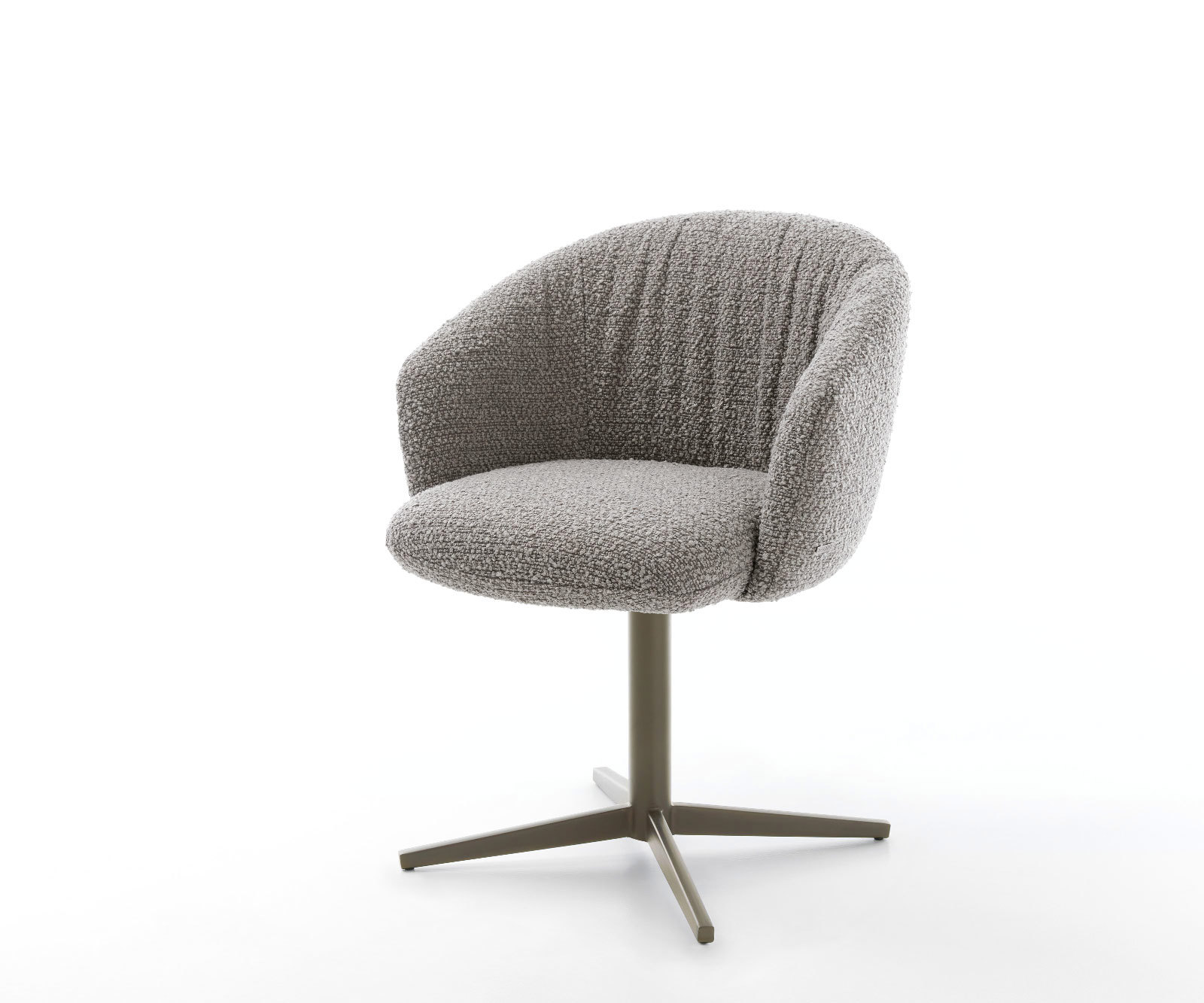 Étkezőszék Caja-Flex karfás bouclé ezüstszürke fém láb titán effekt felület 360° forgatható zsákrugós