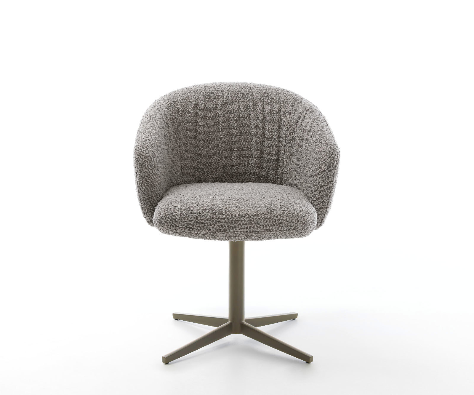 Étkezőszék Caja-Flex karfás bouclé ezüstszürke fém láb titán effekt felület 360° forgatható zsákrugós - Image 2