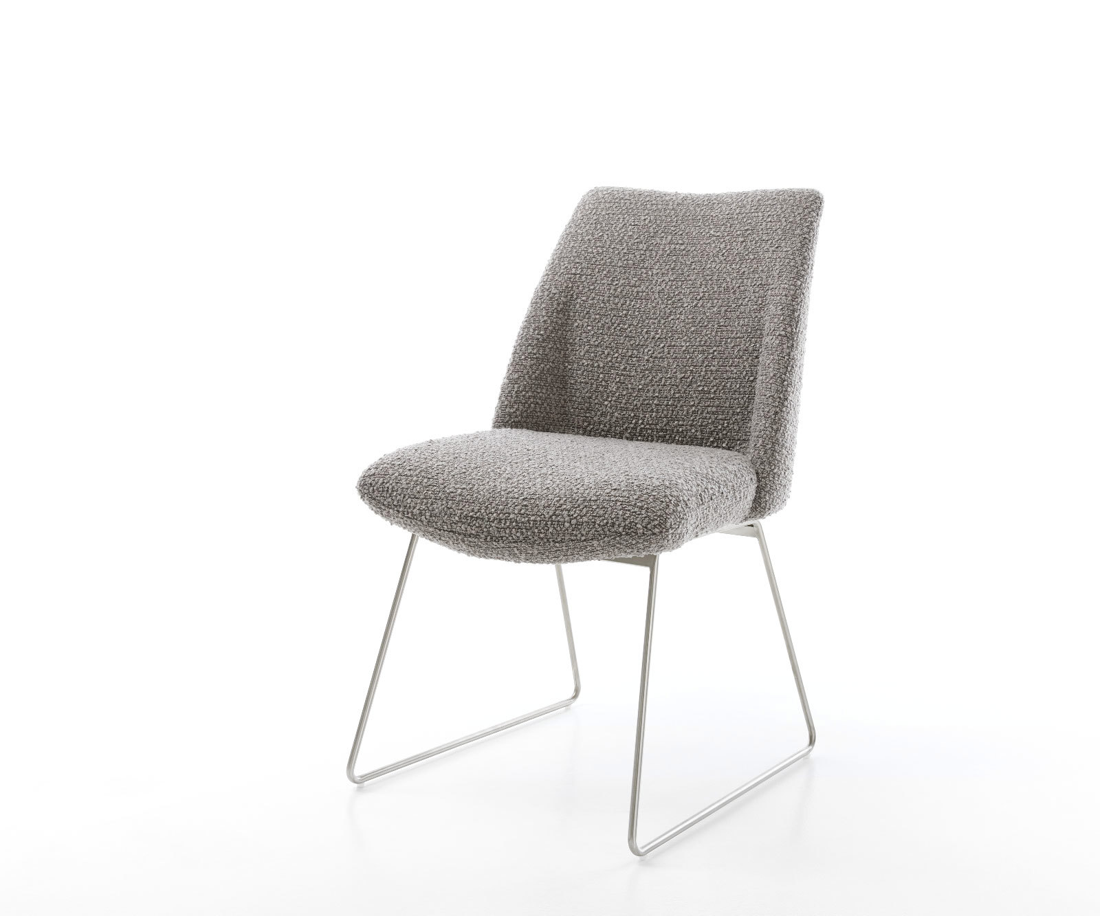 Étkezőszék Elso-Flex bouclé ezüstszürke vékony lábazat rozsdamentes acél zsákrugós