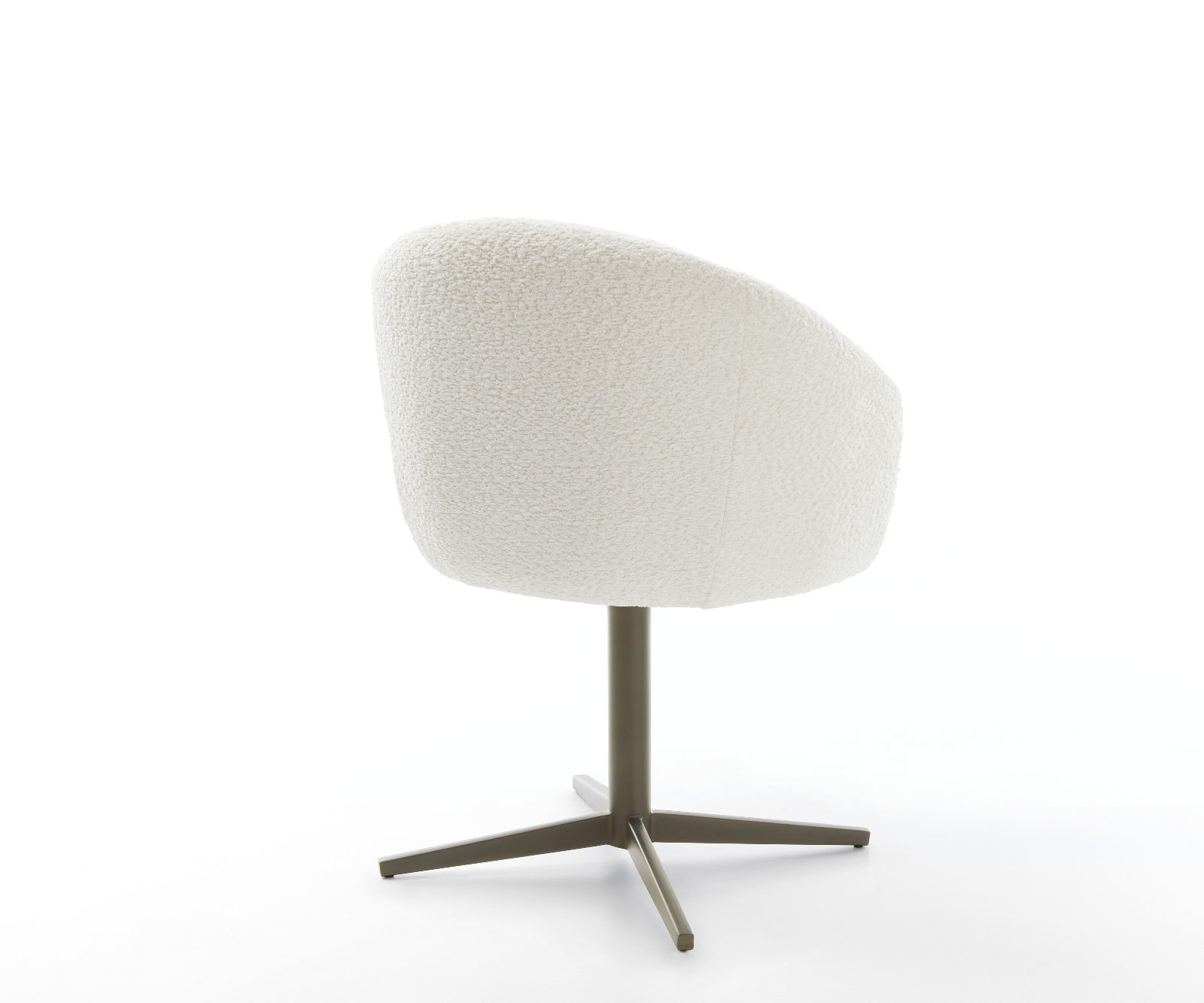 Étkezőszék Caja-Flex karfás bouclé fehér lábkereszt titán effekt felület 360° forgatható zsákrugós - Image 5