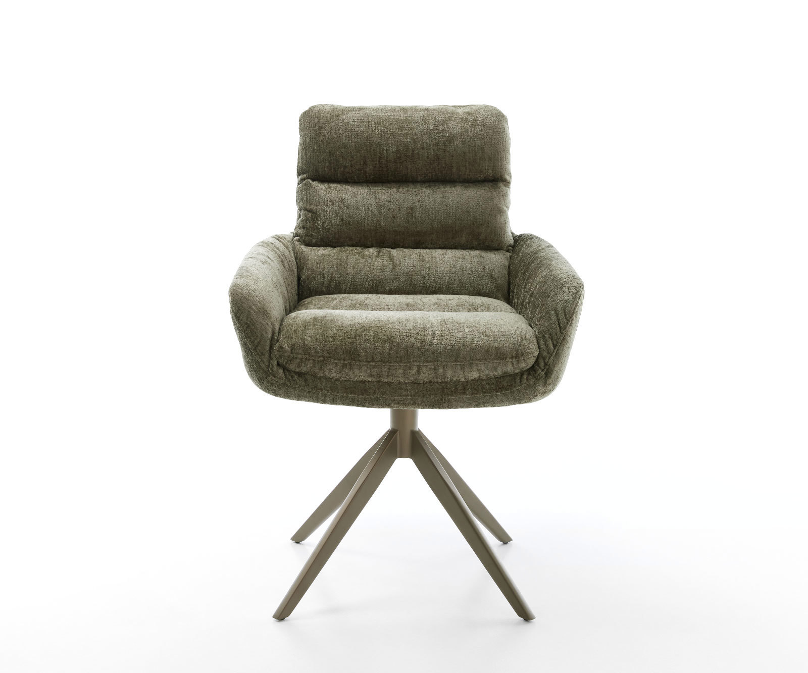 Étkezőszék Abelia-Flex karfás mikroszálas oliva kereszt láb széles titán effekt felület 360° forgatható - Image 2