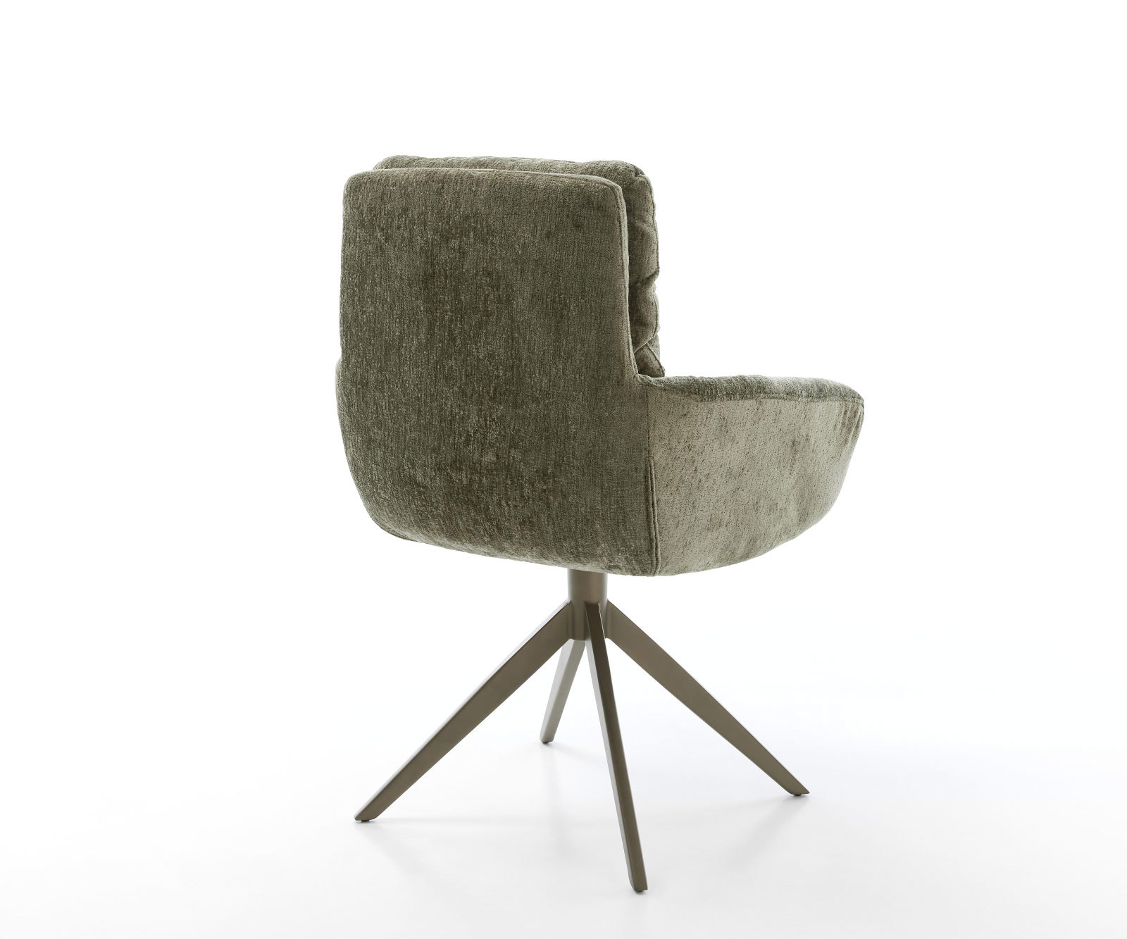 Étkezőszék Abelia-Flex karfás mikroszálas oliva kereszt láb széles titán effekt felület 360° forgatható - Image 5