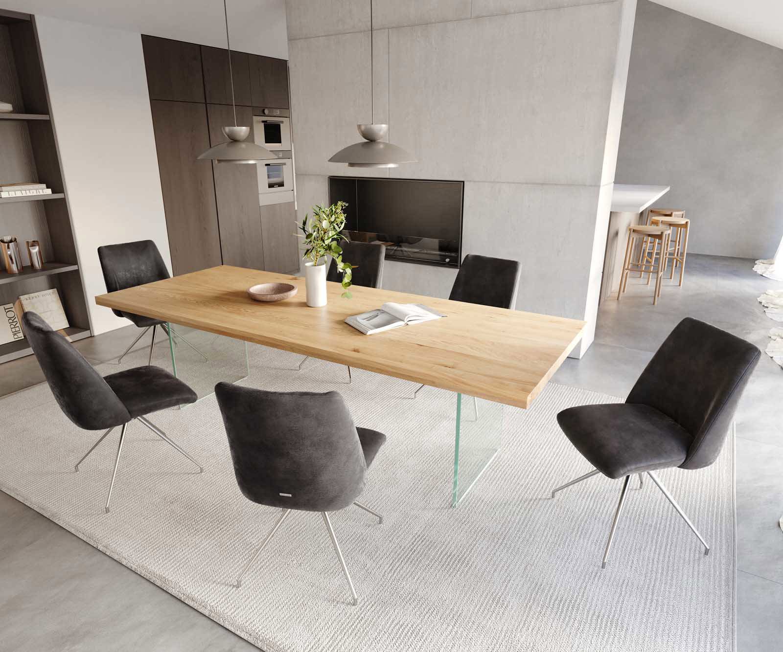 Étkezőszék Elso-Flex mikroszálas antracit vintage kereszt láb kúpos rozsdamentes acél 180° forgatható zsákrugó - Image 5