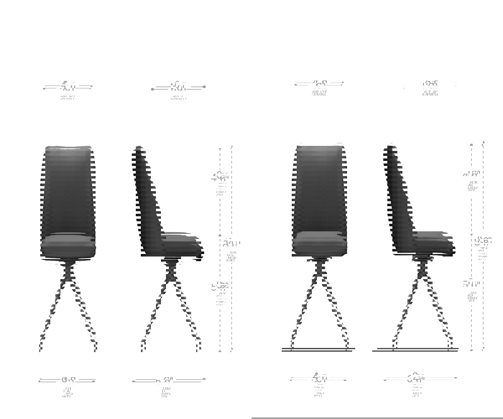 Étkezőszék Elso-Flex mikroszálas antracit vintage kereszt láb kúpos rozsdamentes acél 180° forgatható zsákrugó - Image 6