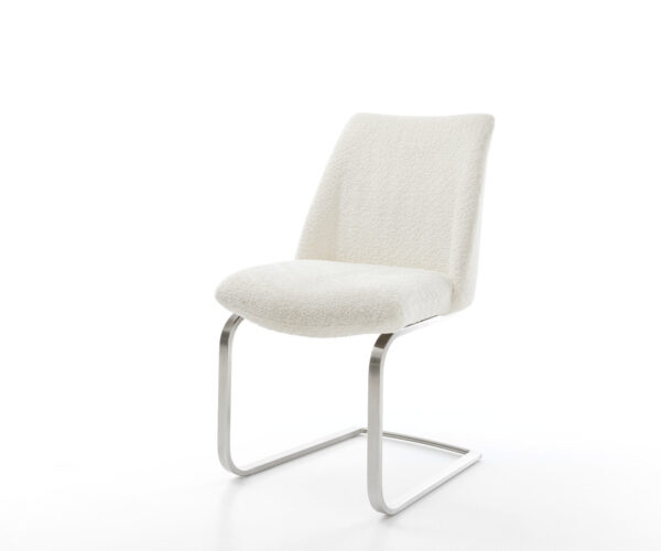 Étkezőszék Elso-Flex bouclé fehér étkezőszék lapos rozsdamentes acél zsákrugós