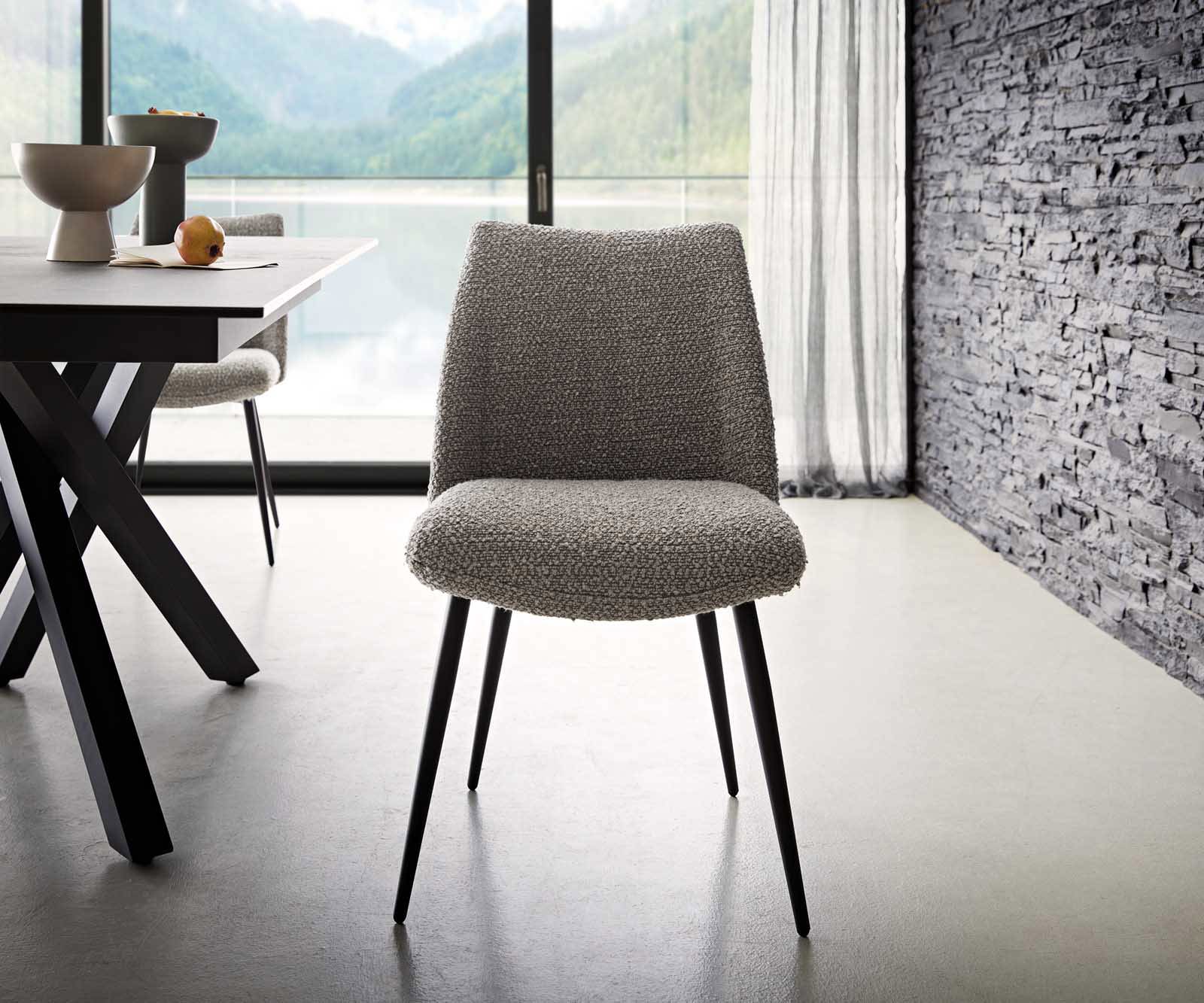 Étkezőszék Elso-Flex bouclé ezüstszürke 4 lábas kúpos fekete zsákrugós - Image 2
