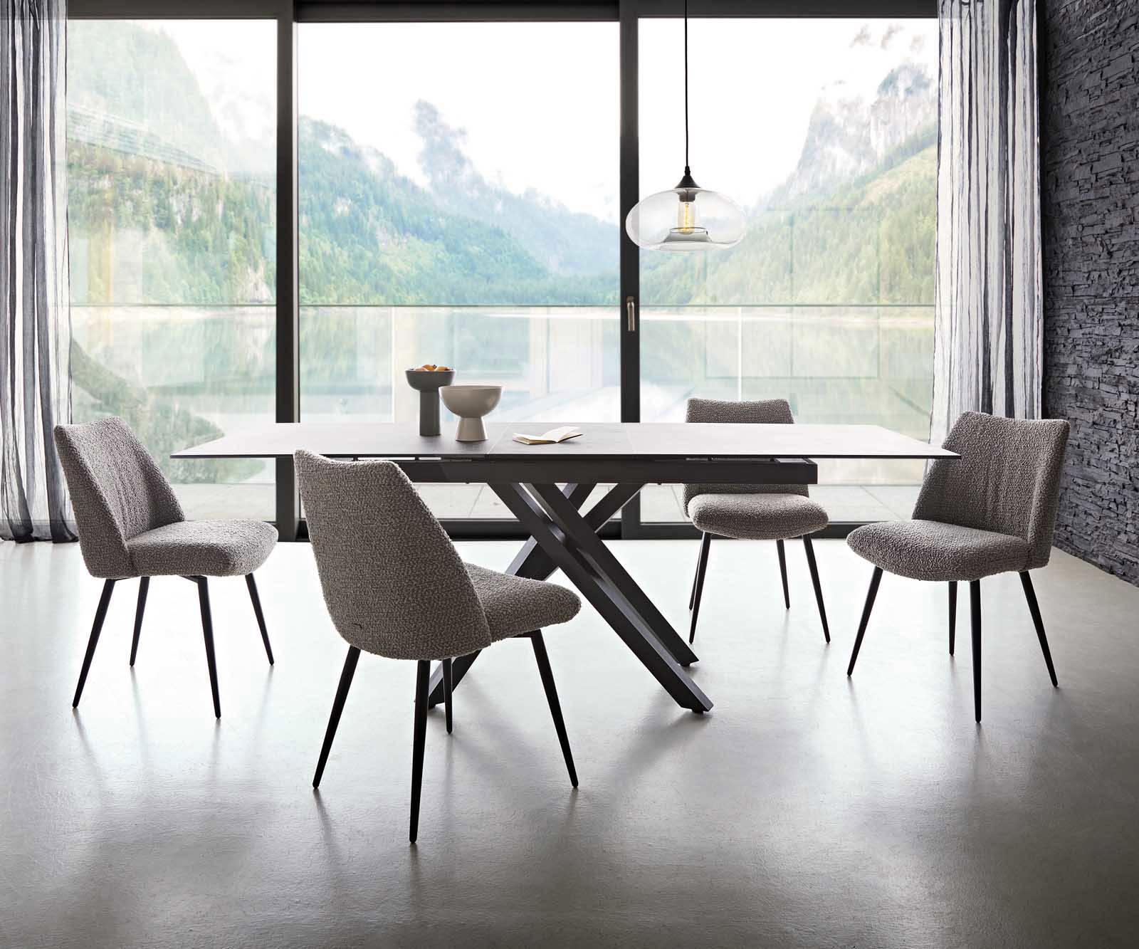 Étkezőszék Elso-Flex bouclé ezüstszürke 4 lábas kúpos fekete zsákrugós - Image 6