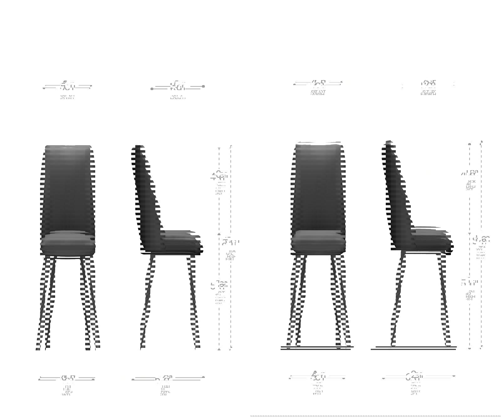 Étkezőszék Elso-Flex bouclé ezüstszürke 4 lábas kúpos fekete zsákrugós - Image 7