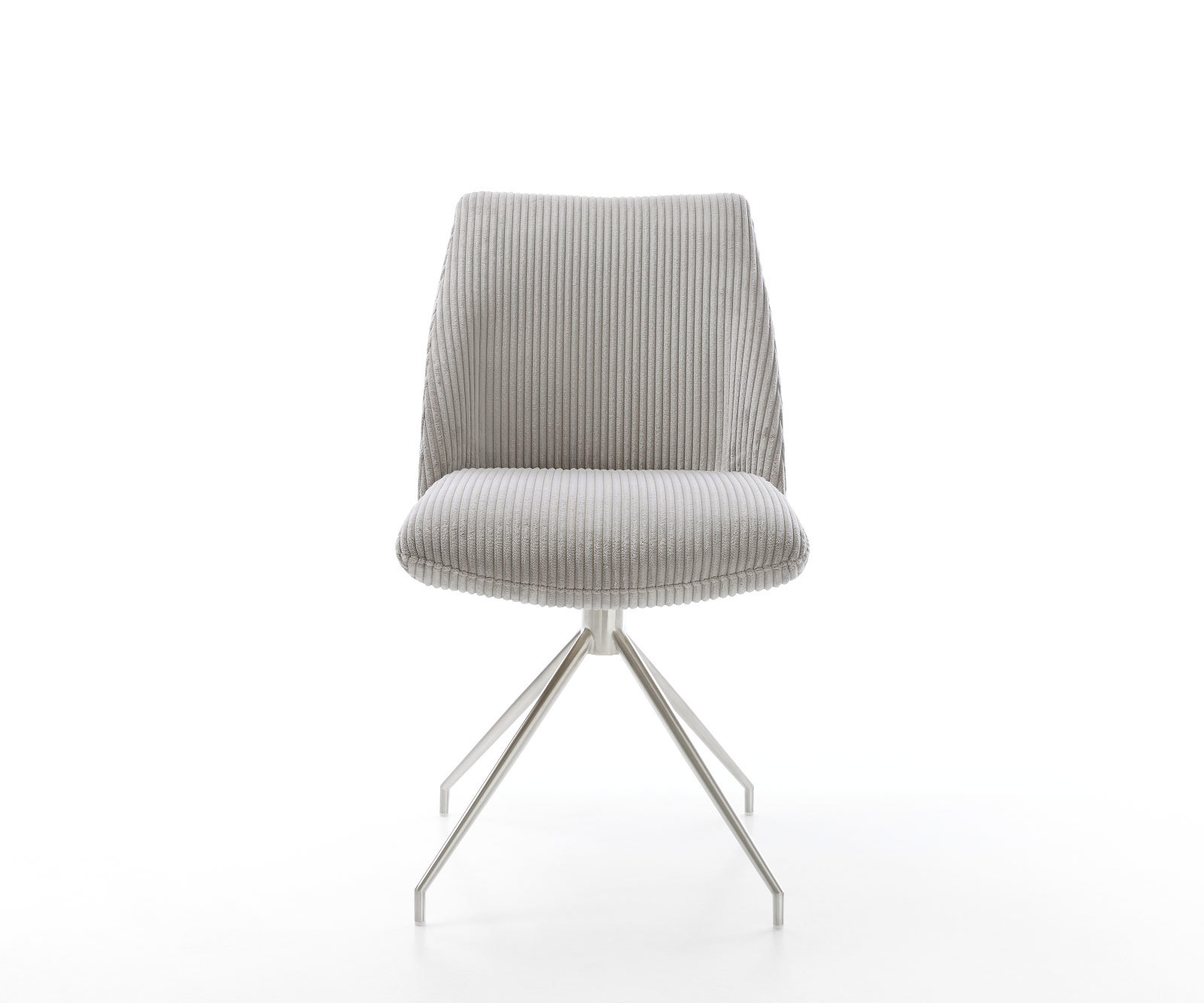 Étkezőszék Elso-Flex plüss kordbársony ezüstszürke kereszt láb kúpos rozsdamentes acél 180° forgatható zsákrugós - Image 2