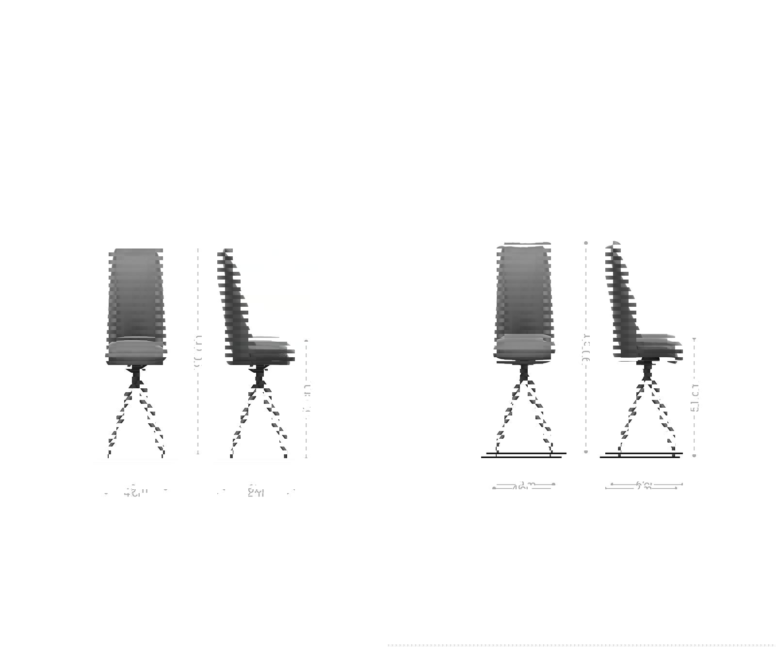 Étkezőszék Elso-Flex plüss kordbársony ezüstszürke kereszt láb kúpos rozsdamentes acél 180° forgatható zsákrugós - Image 6