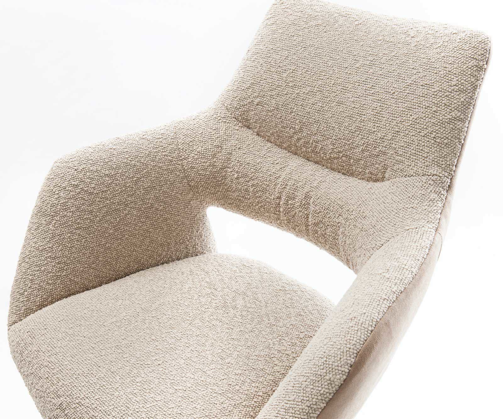 Bárszék Yago-Flex vegyes anyag mikroszálas sötét bézs bouclé sötét bézs vékony lábazat rozsdamentes acél zsákrugós - Image 4