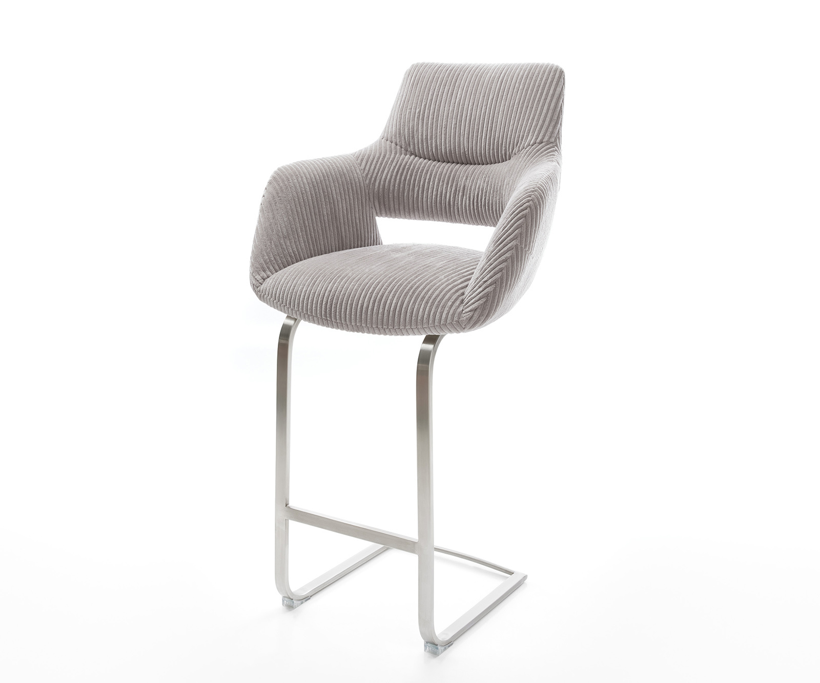 Bárszék Yago-Flex mikroszálas ezüstszürke étkezőszék lapos rozsdamentes acél zsákrugós