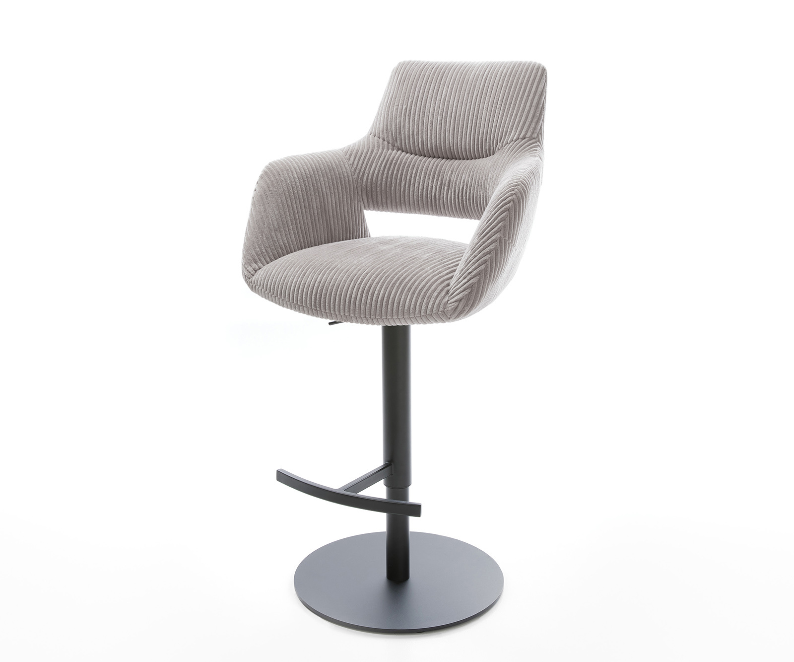 Bárszék Yago-Flex kordbársony ezüstszürke forgó láb magasságban állítható fém fekete forgatható zsákrugós