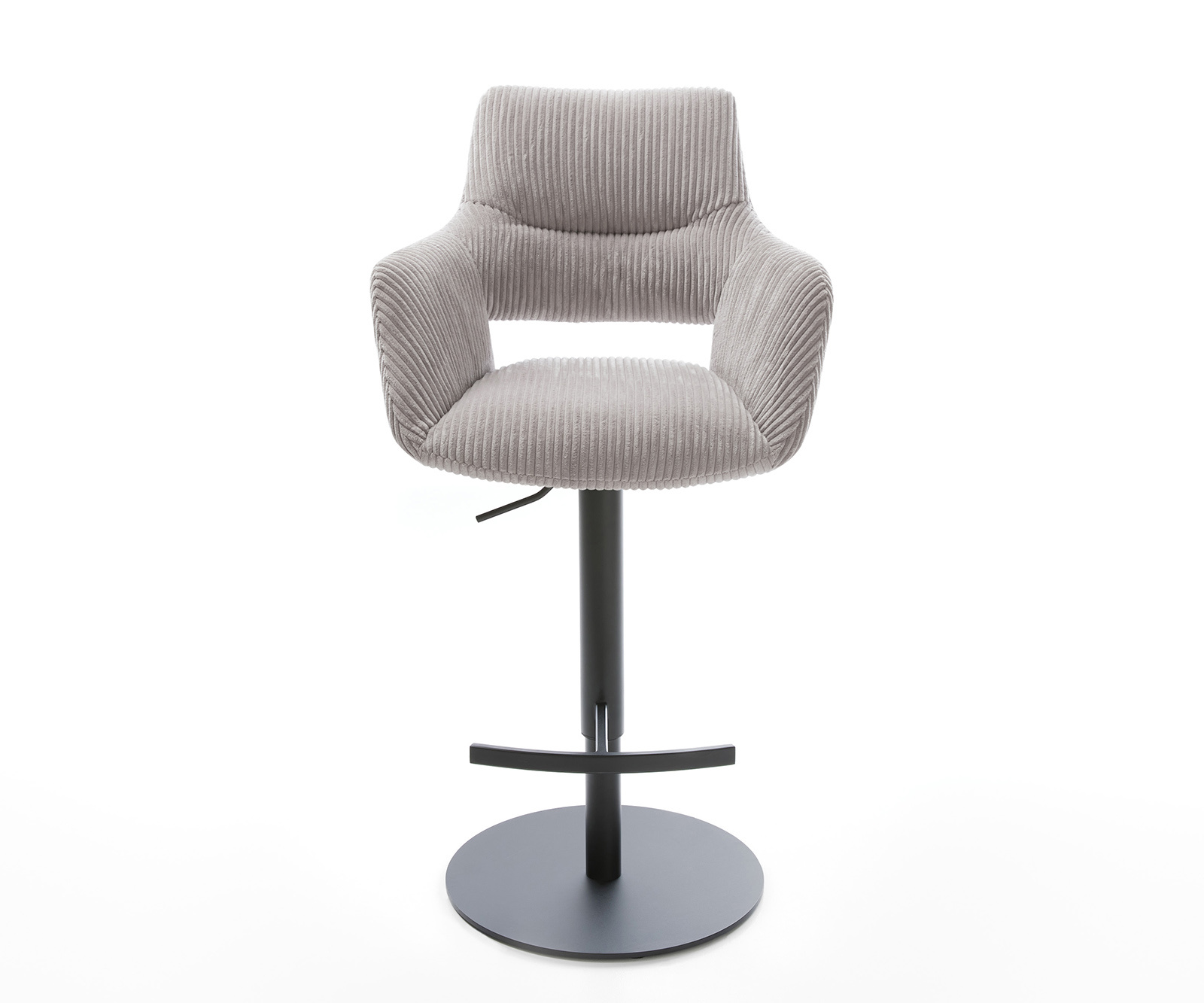 Bárszék Yago-Flex kordbársony ezüstszürke forgó láb magasságban állítható fém fekete forgatható zsákrugós - Image 2