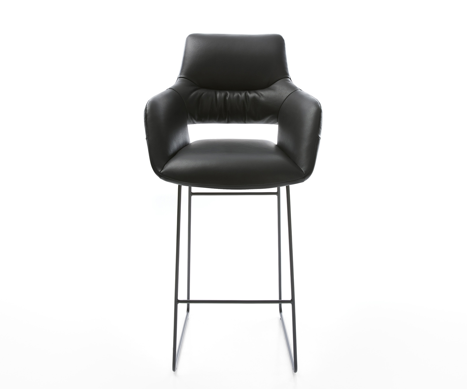 Bárszék Yago-Flex valódi bőr fekete vékony lábazat fém fekete zsákrugós - Image 2