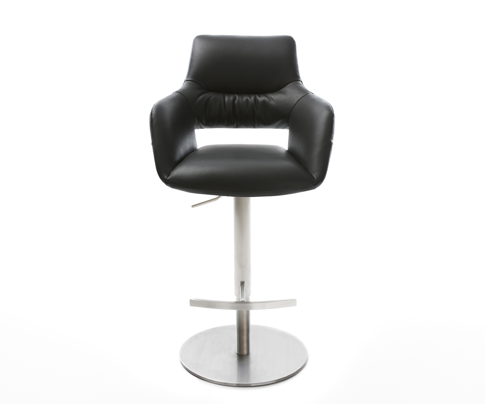 Bárszék Yago-Flex valódi bőr fekete forgó láb magasságban állítható rozsdamentes acél forgatható zsákrugós - Image 2