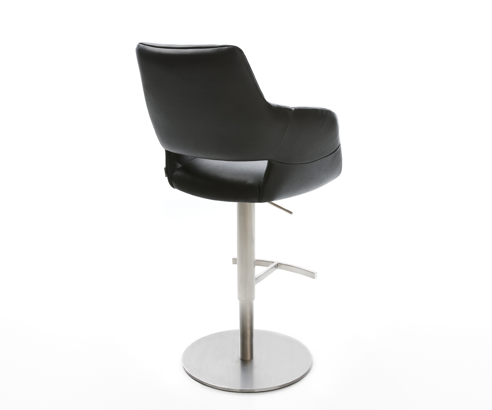 Bárszék Yago-Flex valódi bőr fekete forgó láb magasságban állítható rozsdamentes acél forgatható zsákrugós - Image 5