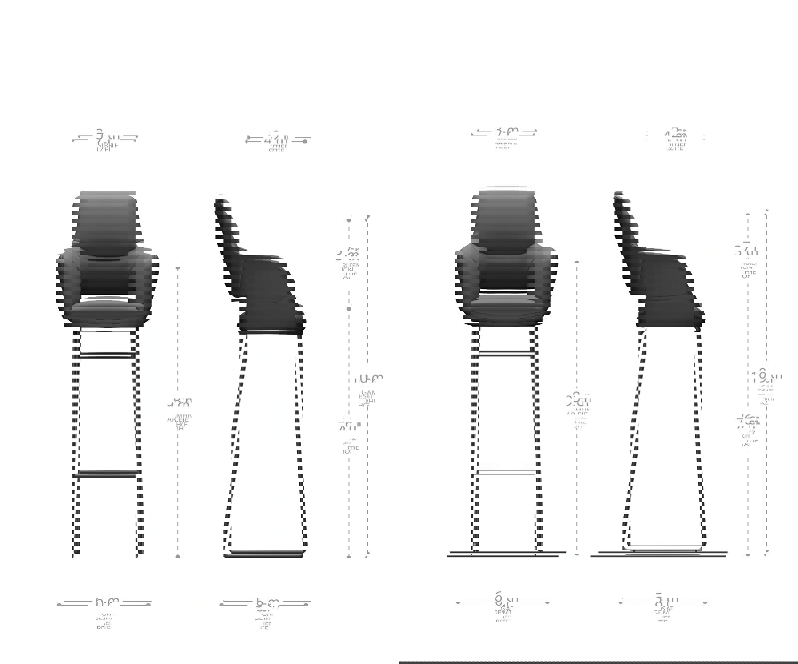 Bárszék Yago-Flex bouclé ezüstszürke vékony fém lábazat fekete zsákrugós - Image 6
