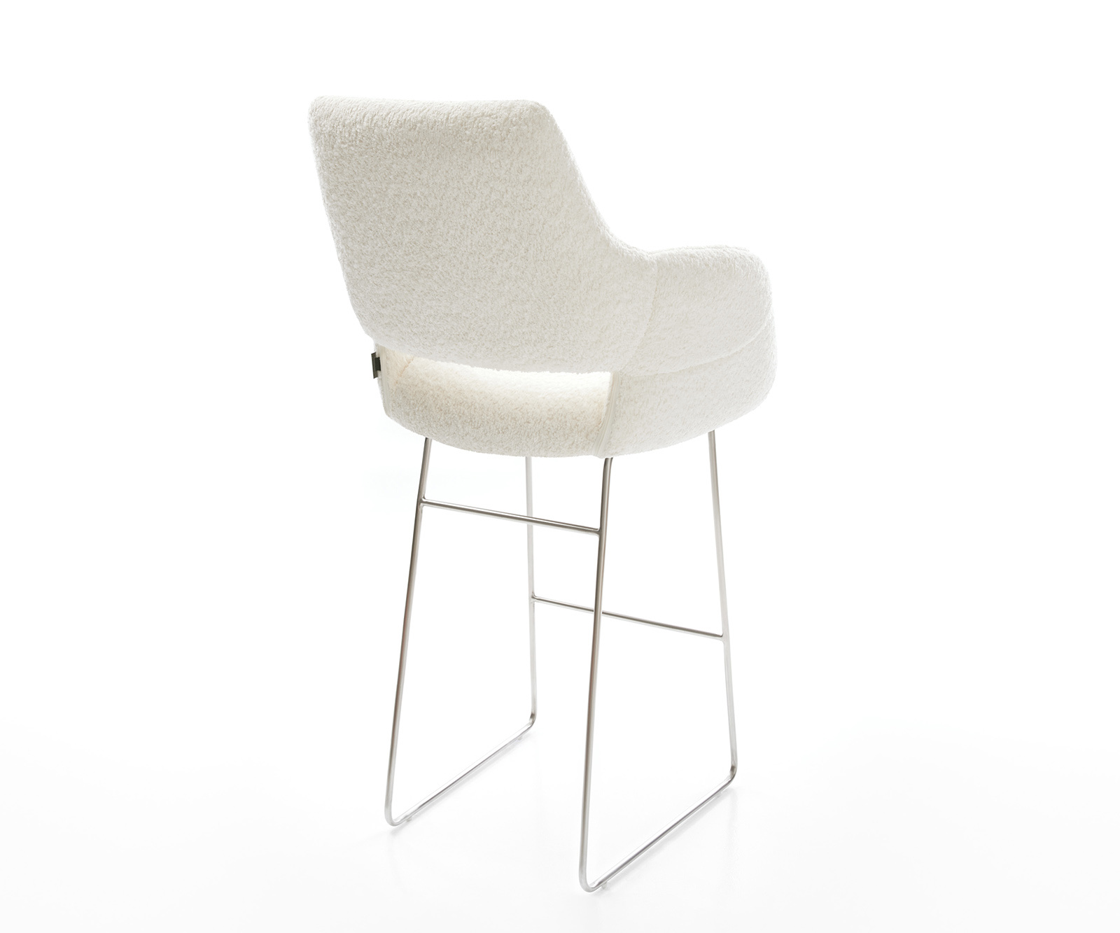 Bárszék Yago-Flex bouclé fehér vékony lábazat rozsdamentes acél zsákrugós - Image 5
