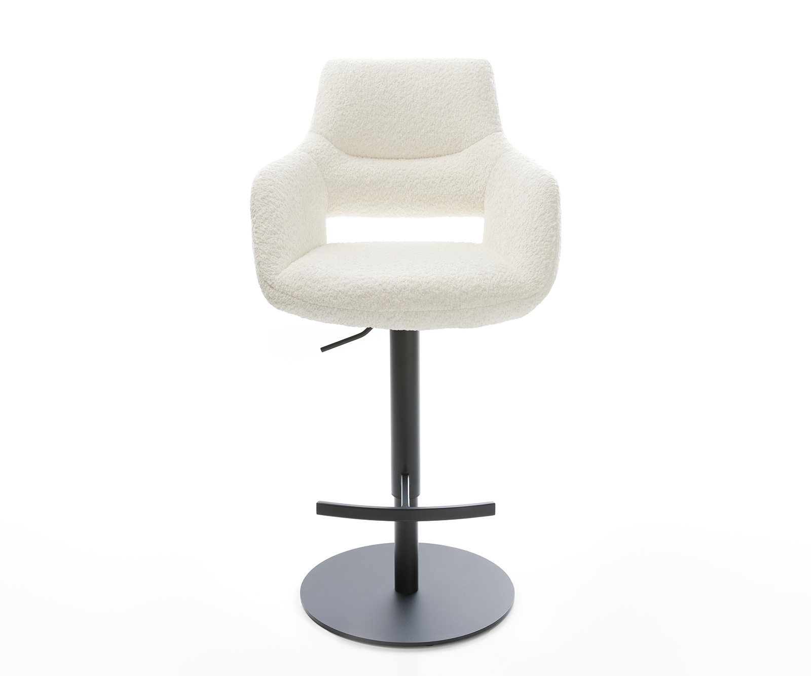 Bárszék Yago-Flex bouclé fehér forgó láb magasságban állítható fekete fém forgatható zsákrugós - Image 2