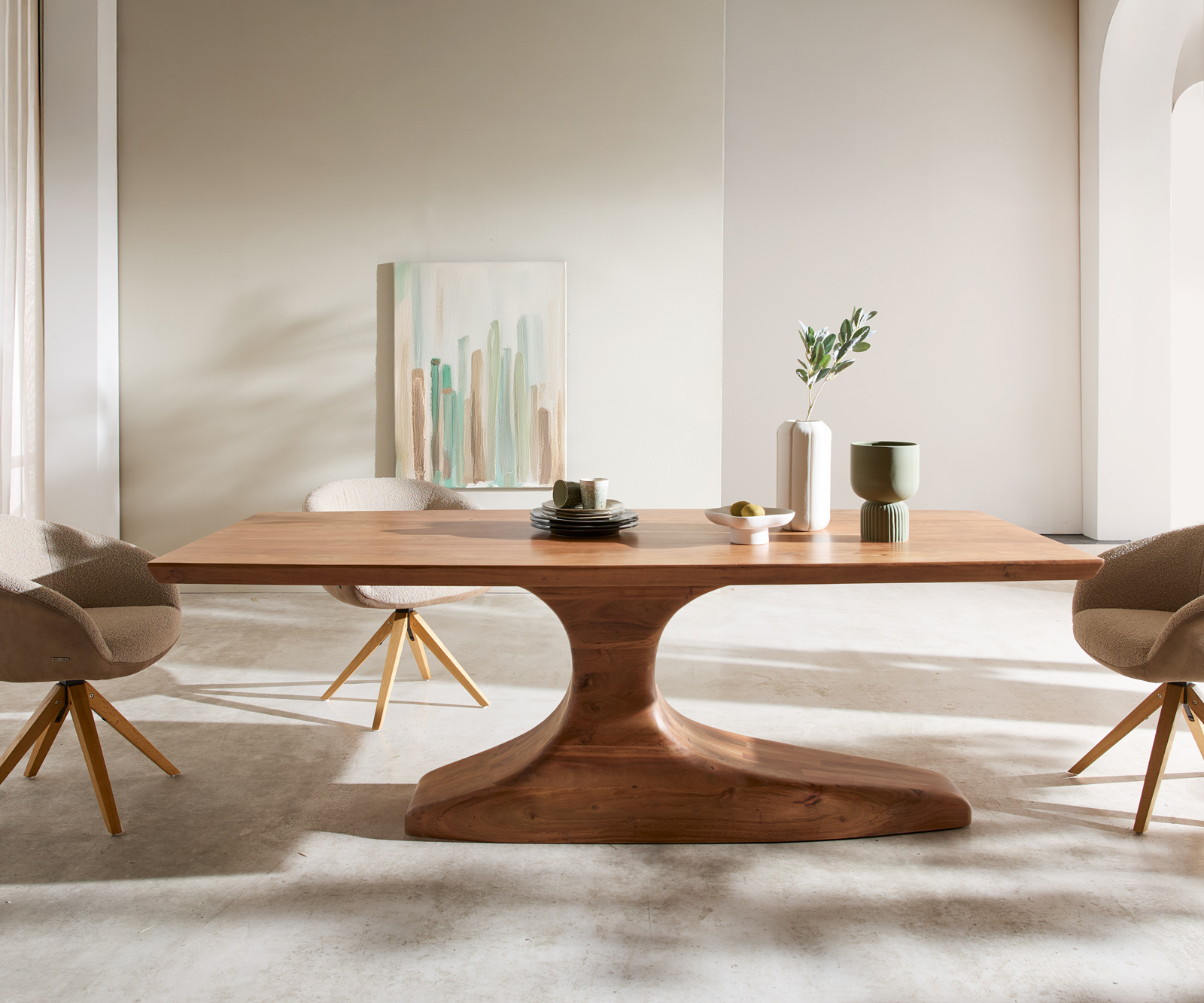 Étkezőasztal Jalta 220x95 cm masszív akác természetes - Image 2