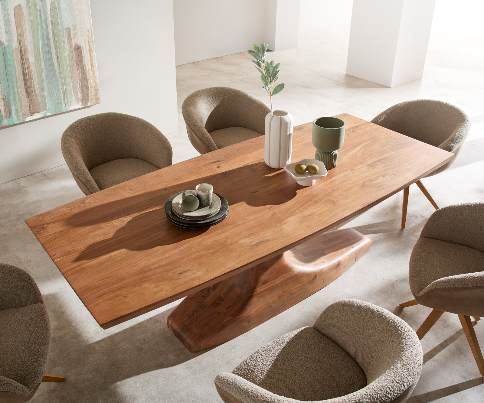 Étkezőasztal Jalta 220x95 cm masszív akác természetes - Image 4