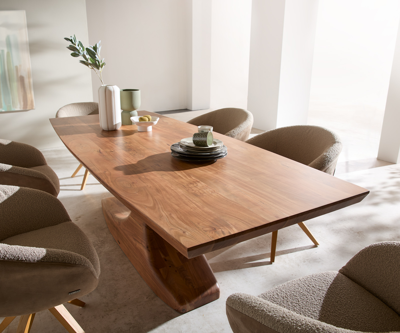 Étkezőasztal Jalta 220x95 cm masszív akác természetes - Image 5