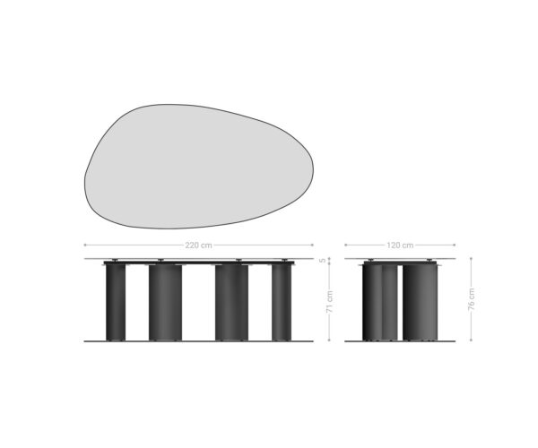 Étkezőasztal Edge ovális 220x120 kerámia Laminam® Travertino Bianco krémfehér pilier fém fehér - Image 7