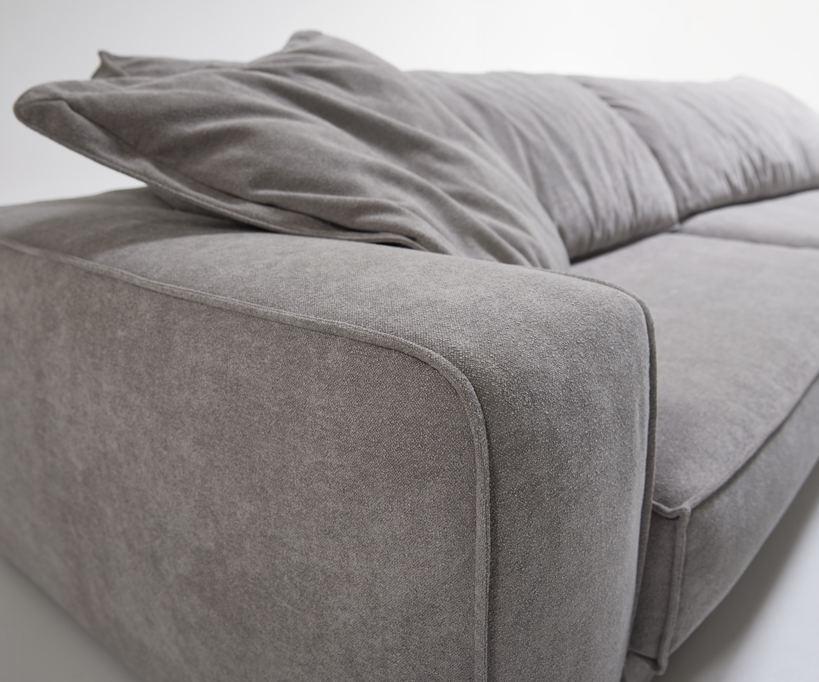 Nagy kanapé Snoosh 400x150 cm strukturált szövet puha szürke jobb oldali rekamié - Image 7