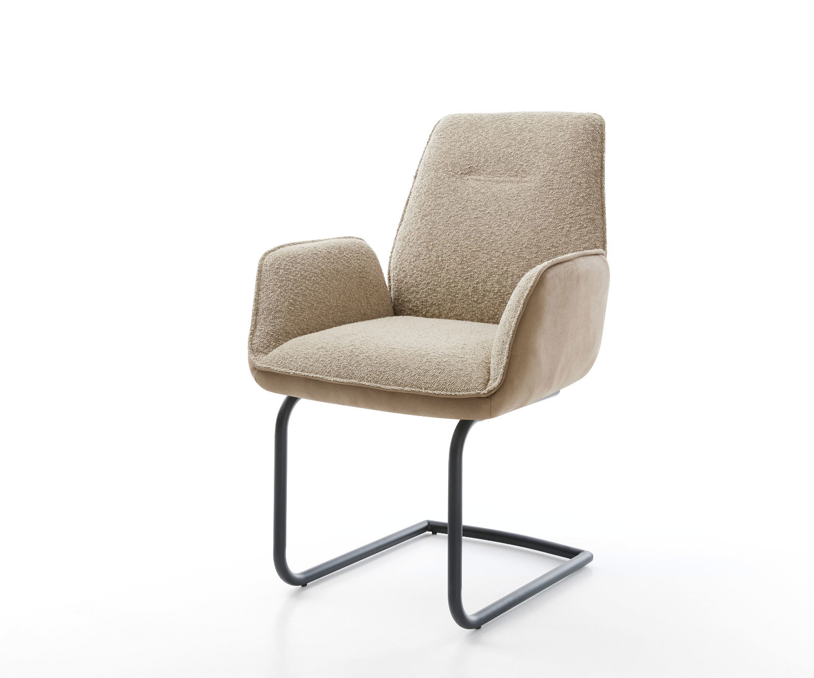 Étkezőszék Zoa-Flex vegyes anyagok sötét bézs kerek fekete zsákrugós étkezőszék