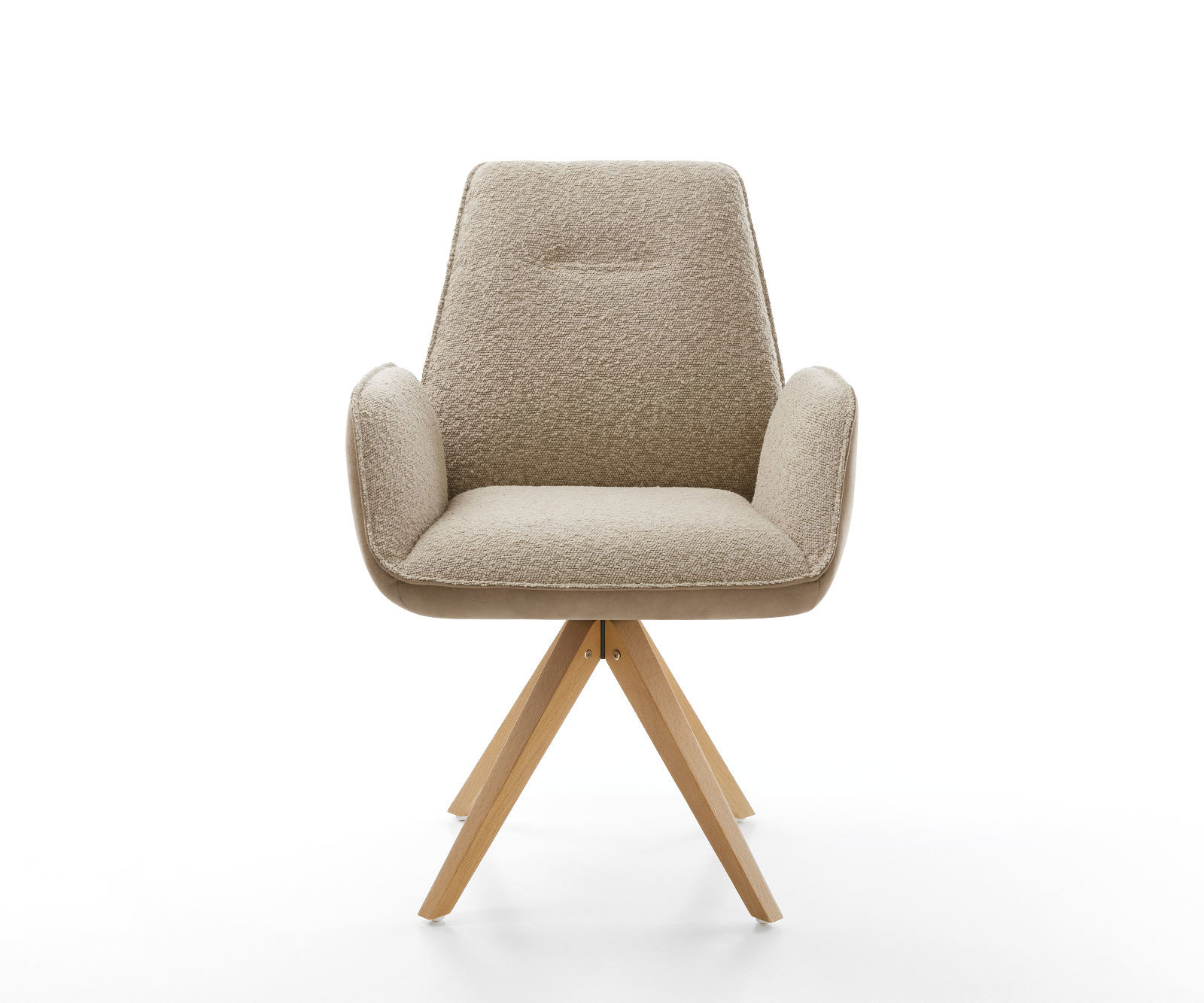 Étkezőszék Zoa-Flex vegyes anyagok sötét bézs fa láb szögletes fehér 180° forgatható zsákrugós - Image 2